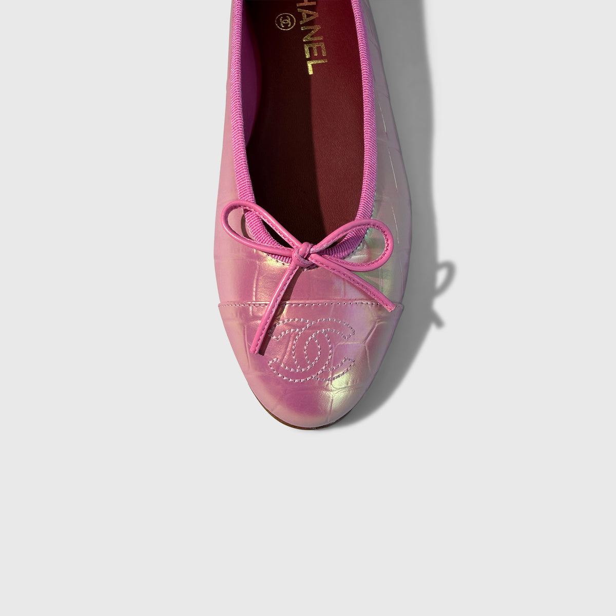 Chanel Iridescent Croc Embossed Ballet Flats