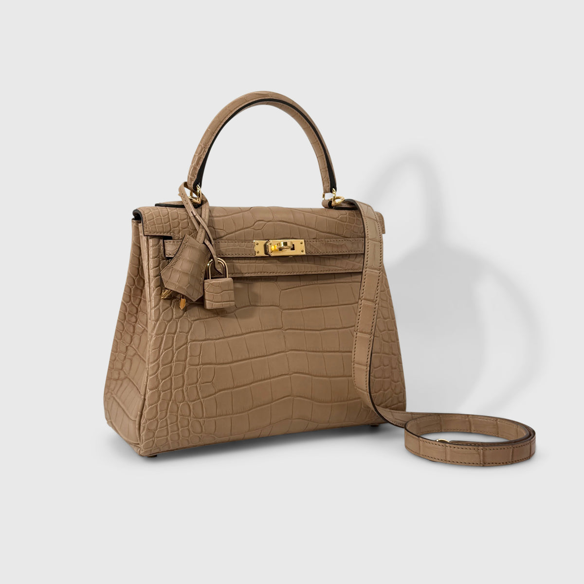 Hermès Kelly 25 Alligator Chai Matte Gold Hardware