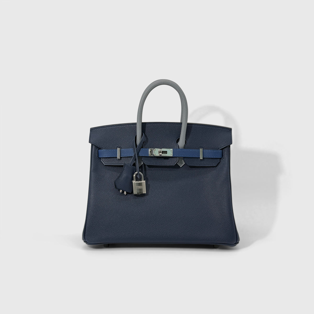 Hermès Birkin 25 Epsom Bleu Abysse / Bleu Tie / Gris Pantin Palladium Hardware