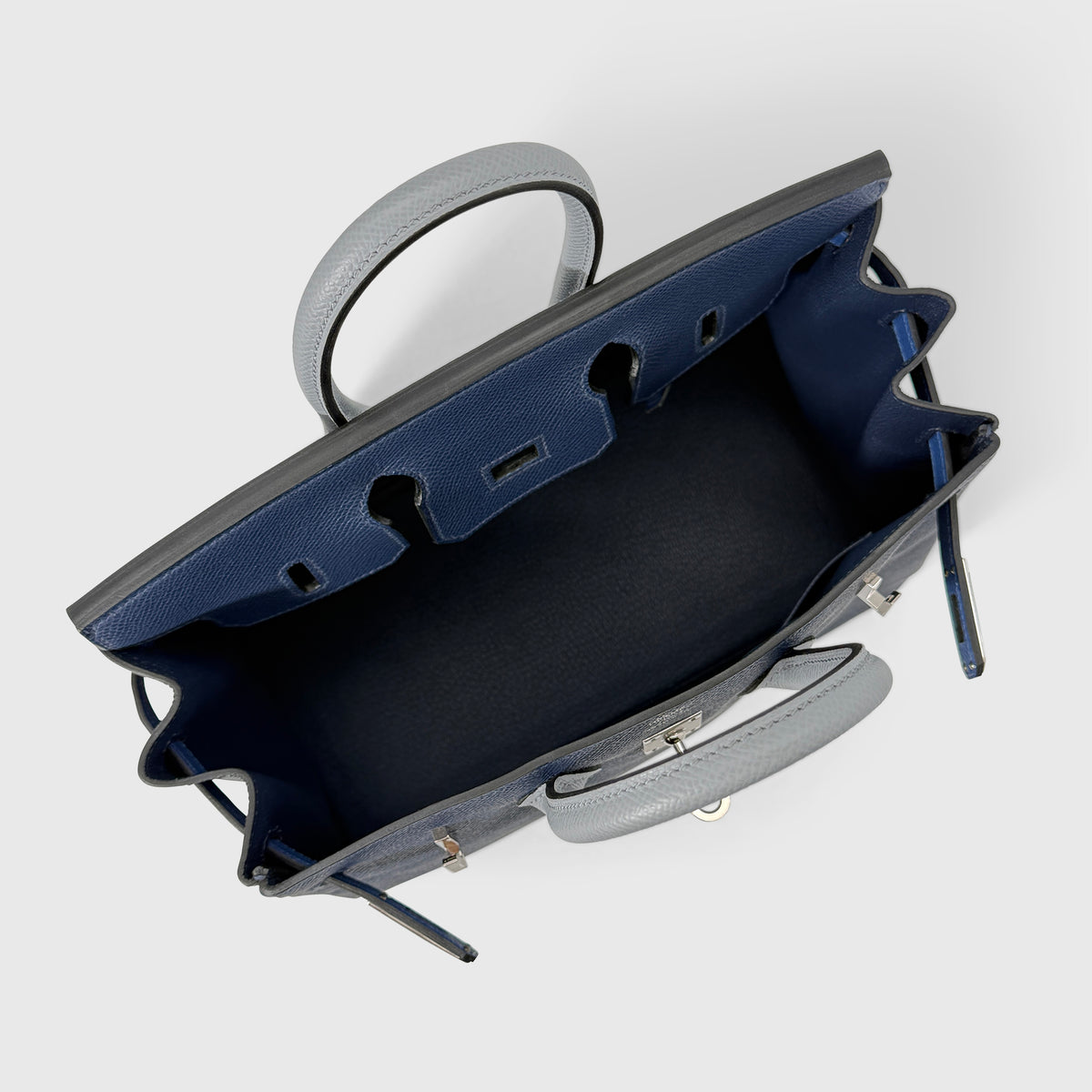 Hermès Birkin 25 Epsom Bleu Abysse / Bleu Tie / Gris Pantin Palladium Hardware