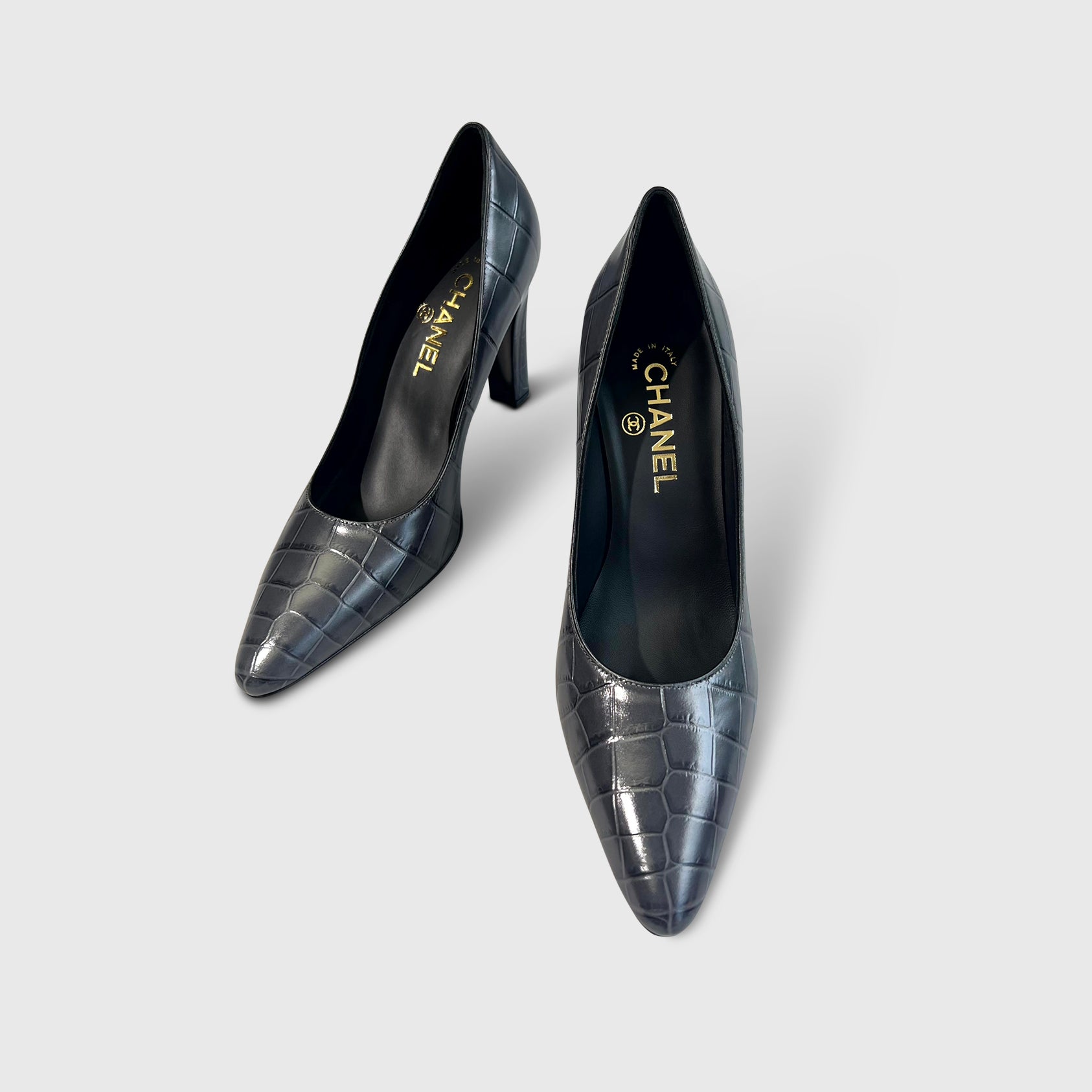 Chanel Croc Embossed Pumps