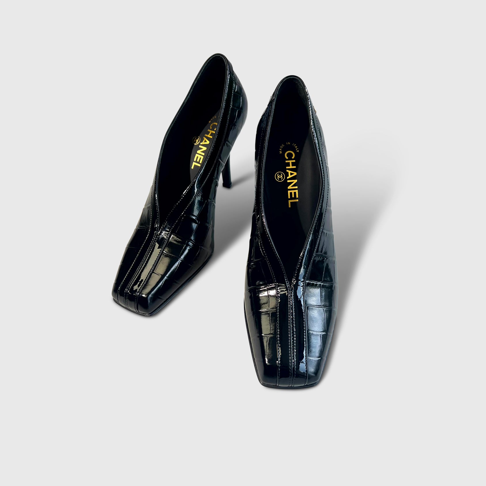 Chanel Croc Embossed Pumps
