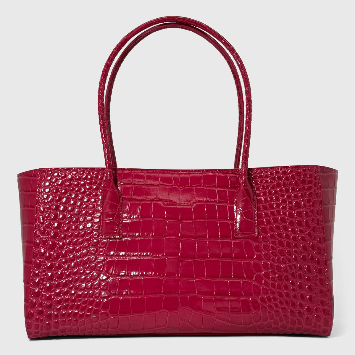 Chanel Tote Crocodile Embossed Small Calfskin Fuchsia Gold Tone Hardware