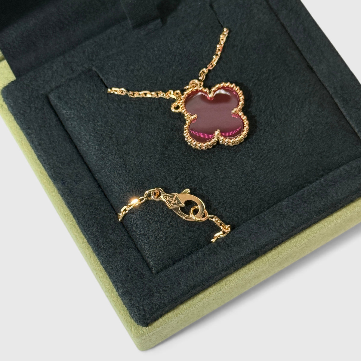 Van Cleef Alhambra Limited Pendant . Pink Enamel