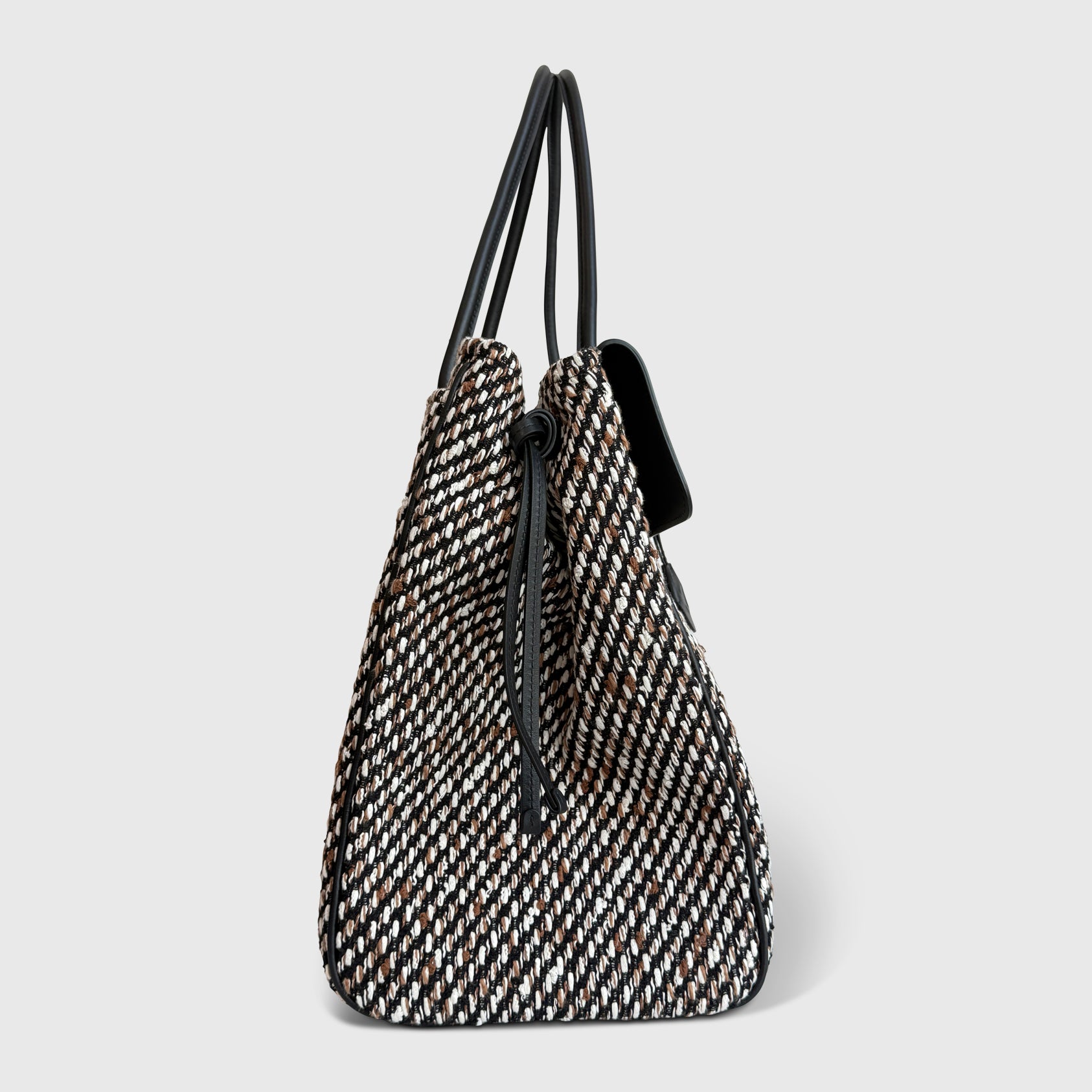 Chanel Shopping Tote Bag Tweed Black