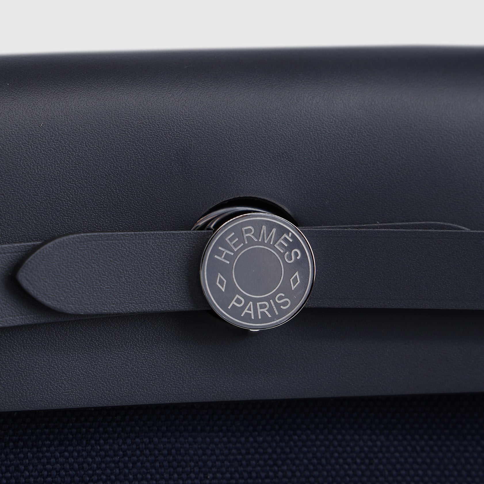 Hermès Herbag 31 Toile Blue Marine/Ardoise Palladium Hardware Retourne