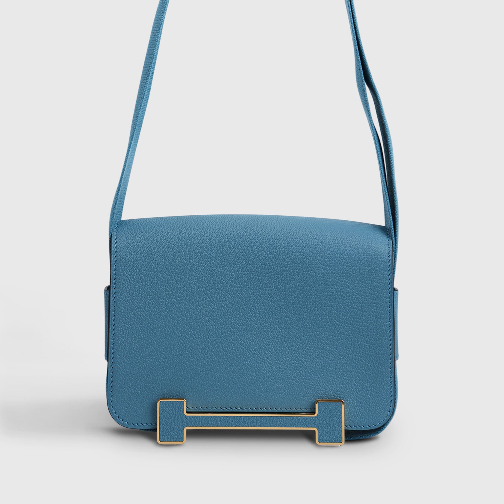 Hermès Geta Bag Chevre Blue Jean Gold Hardware