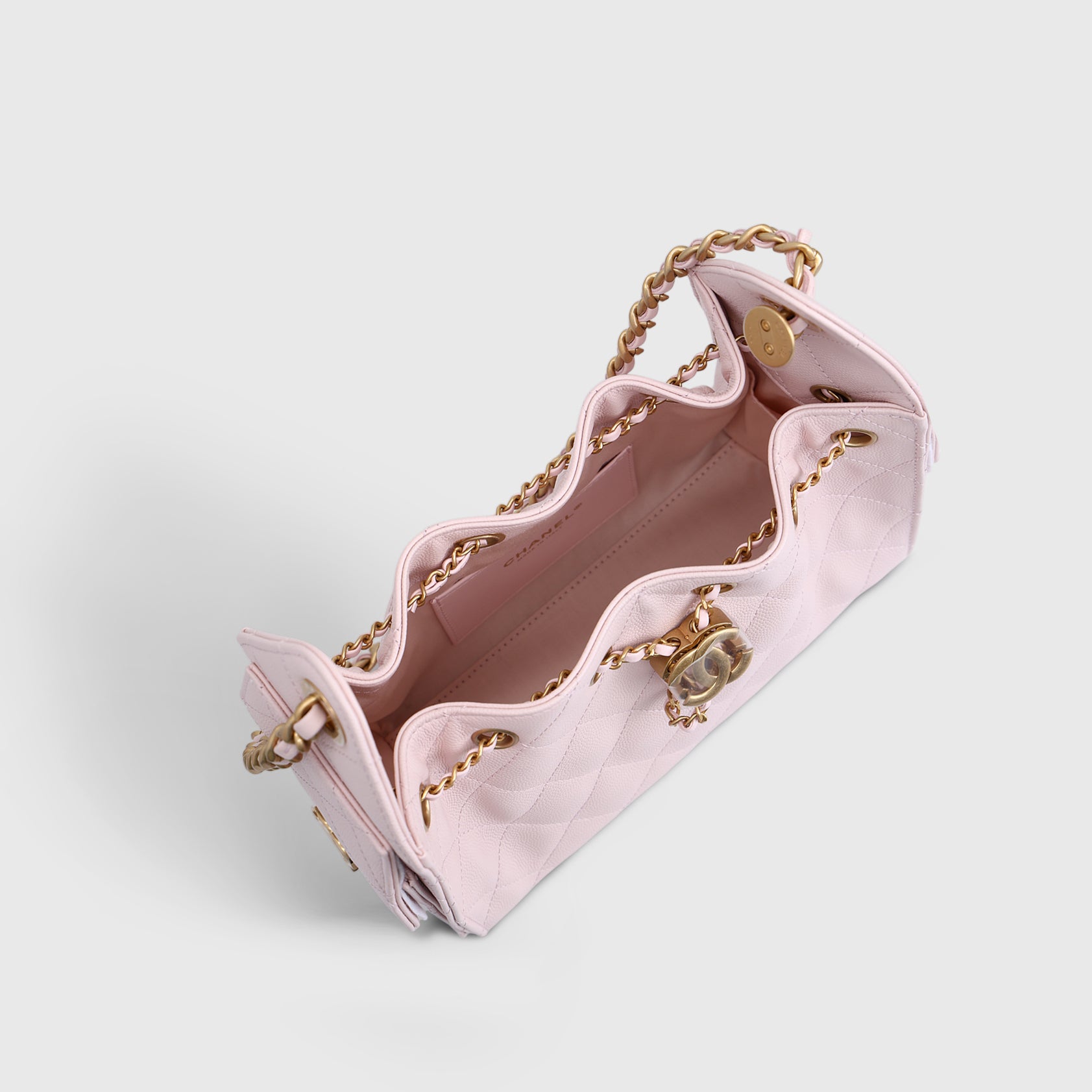 Chanel 25 Hobo Bag Mini Caviar Pink Gold Hardware