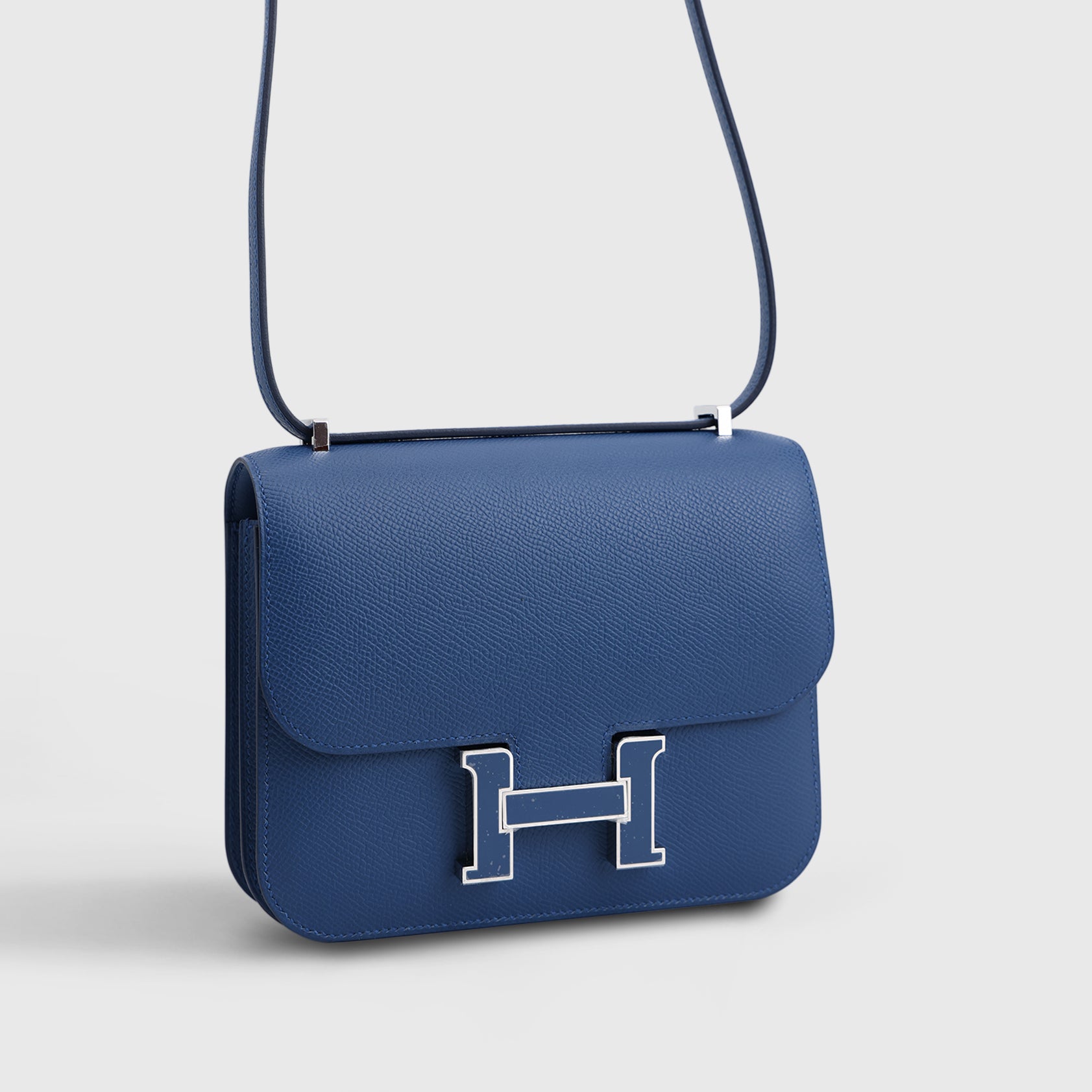 Hermès Constance 18 Epsom Blue Tie Laquer Hardware