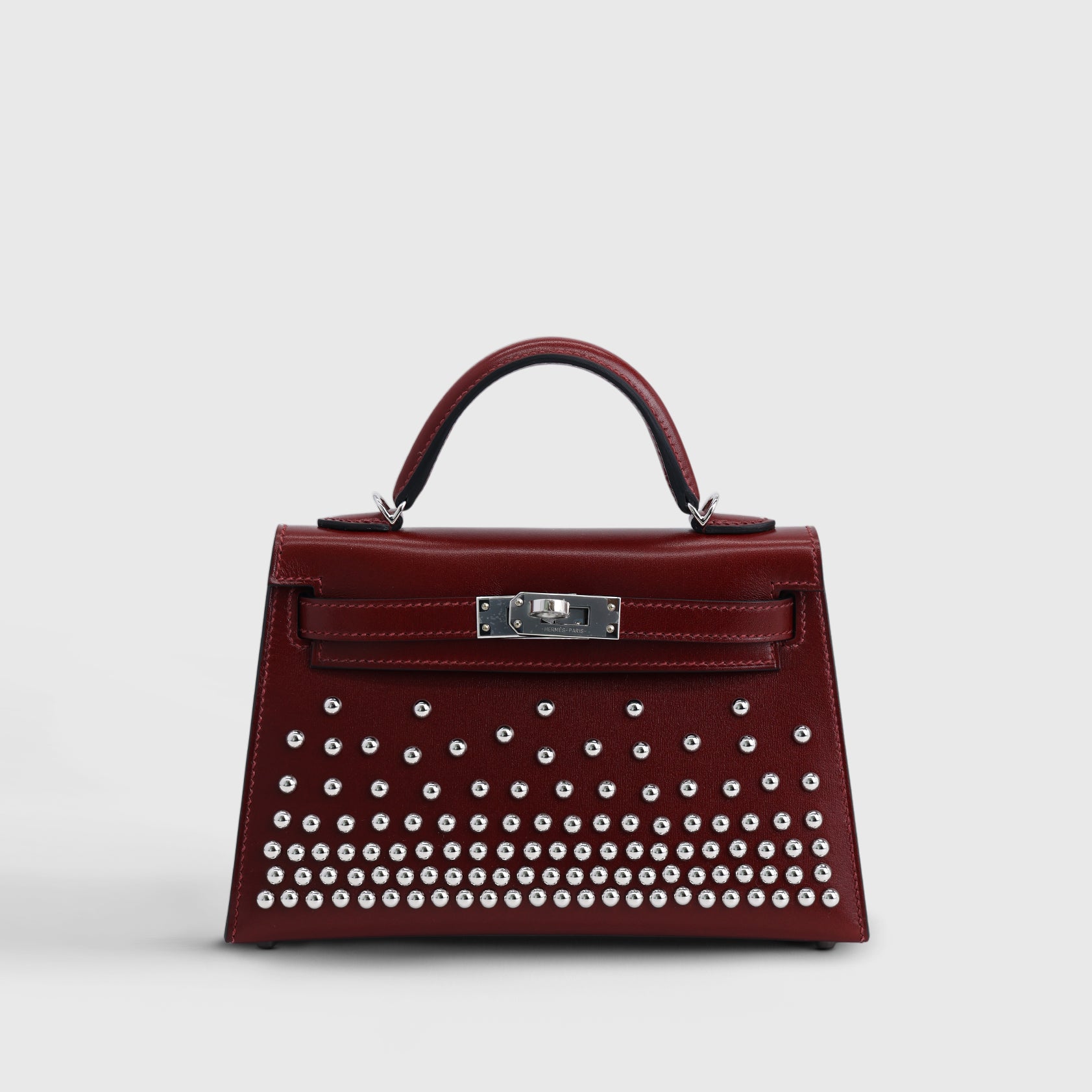 Hermès Kelly Mini Box Calf Rouge H Palladium Hardware Cloute