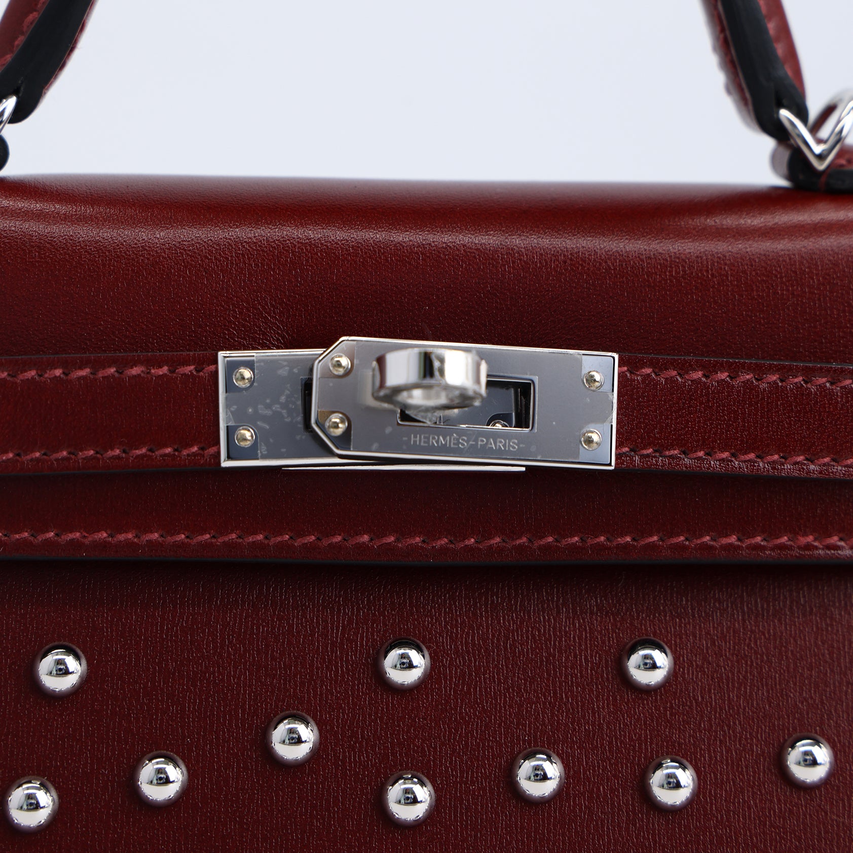 Hermès Kelly Mini Box Calf Rouge H Palladium Hardware Cloute