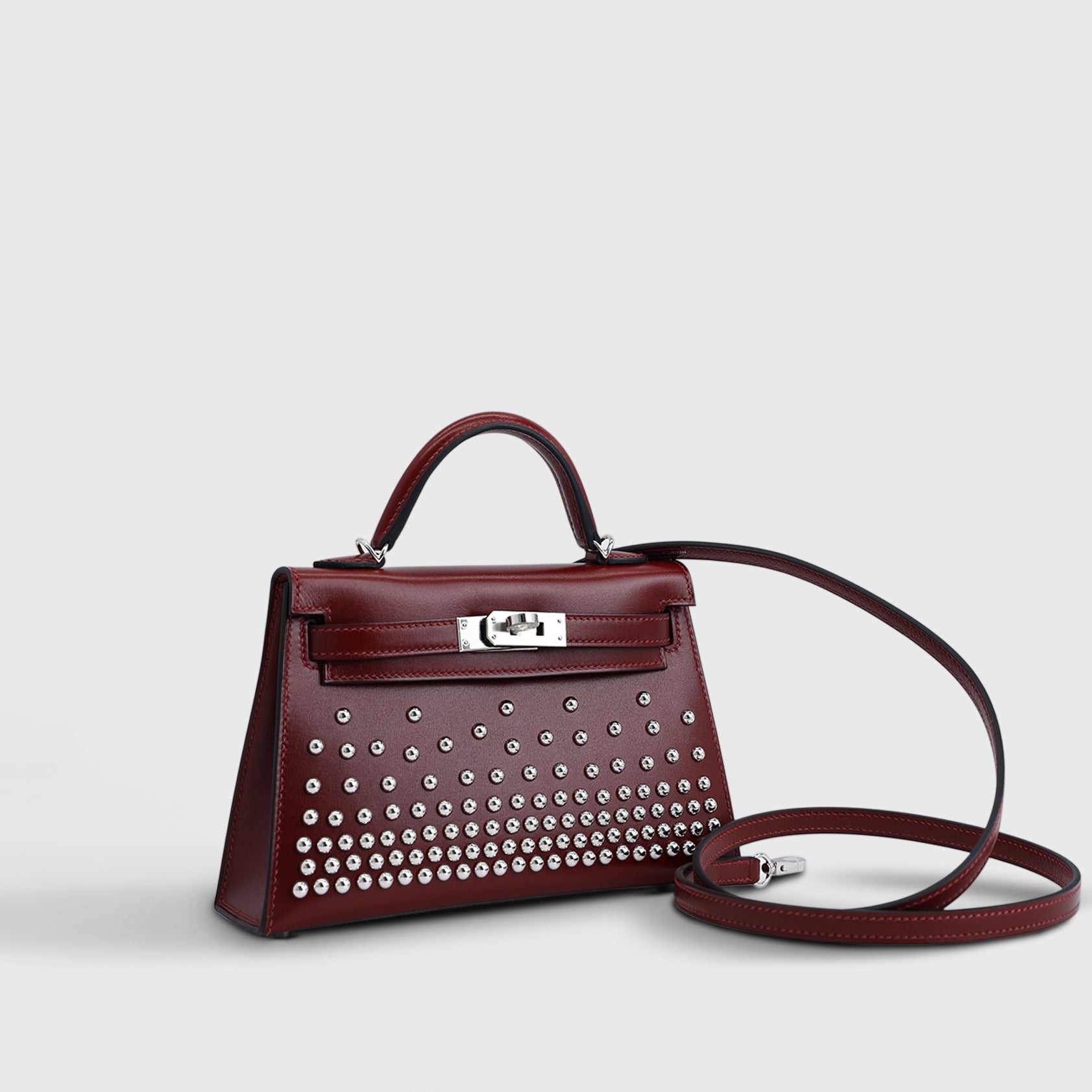 Hermès Kelly Mini Box Calf Rouge H Palladium Hardware Cloute