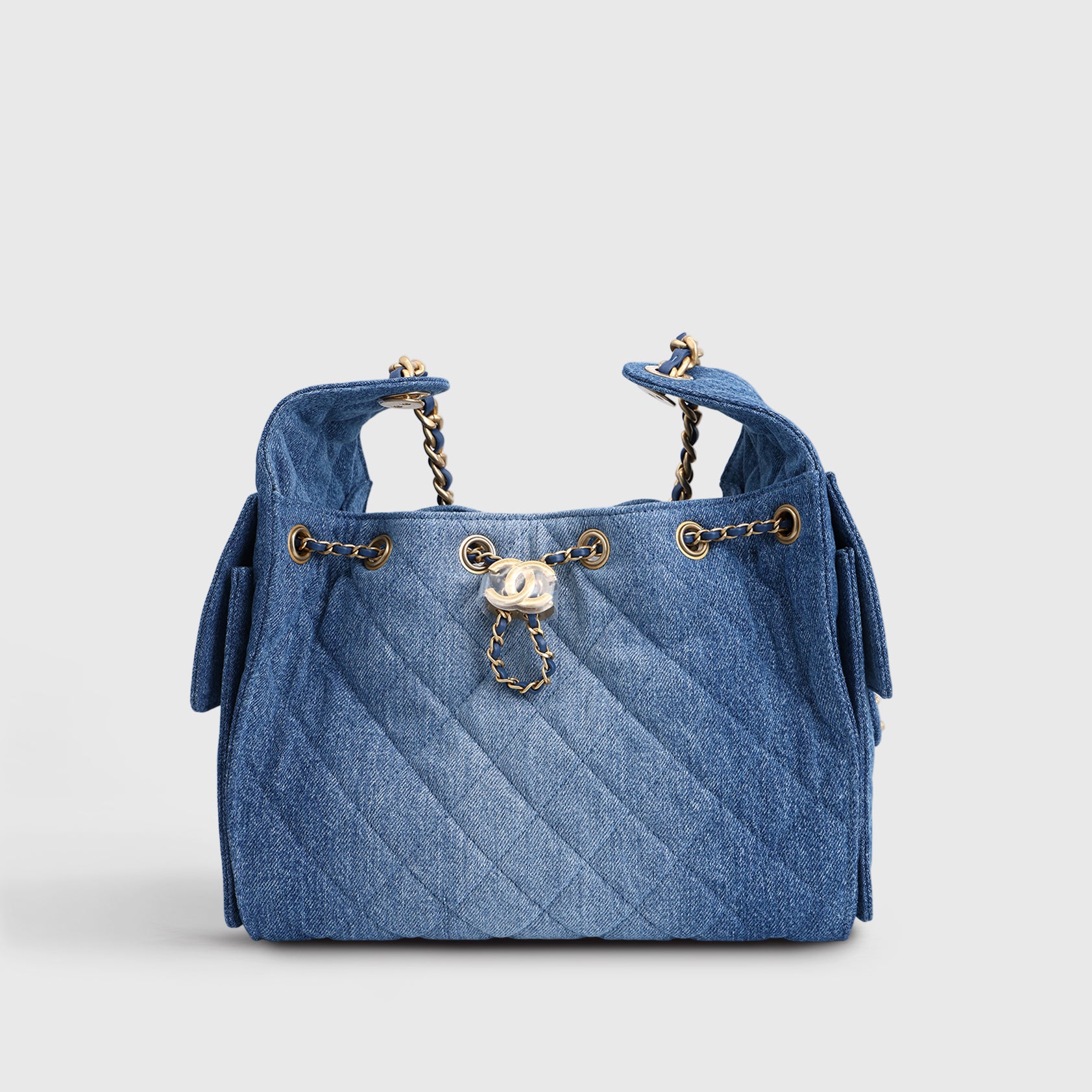 Chanel 25 Hobo Bag Small Denim Light Blue Gold Hardware