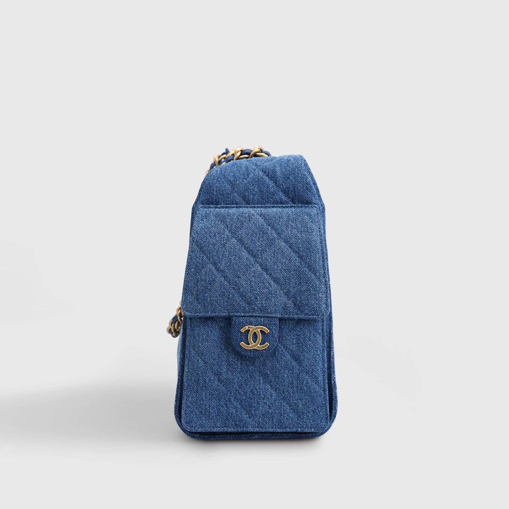 Chanel 25 Hobo Bag Small Denim Light Blue Gold Hardware