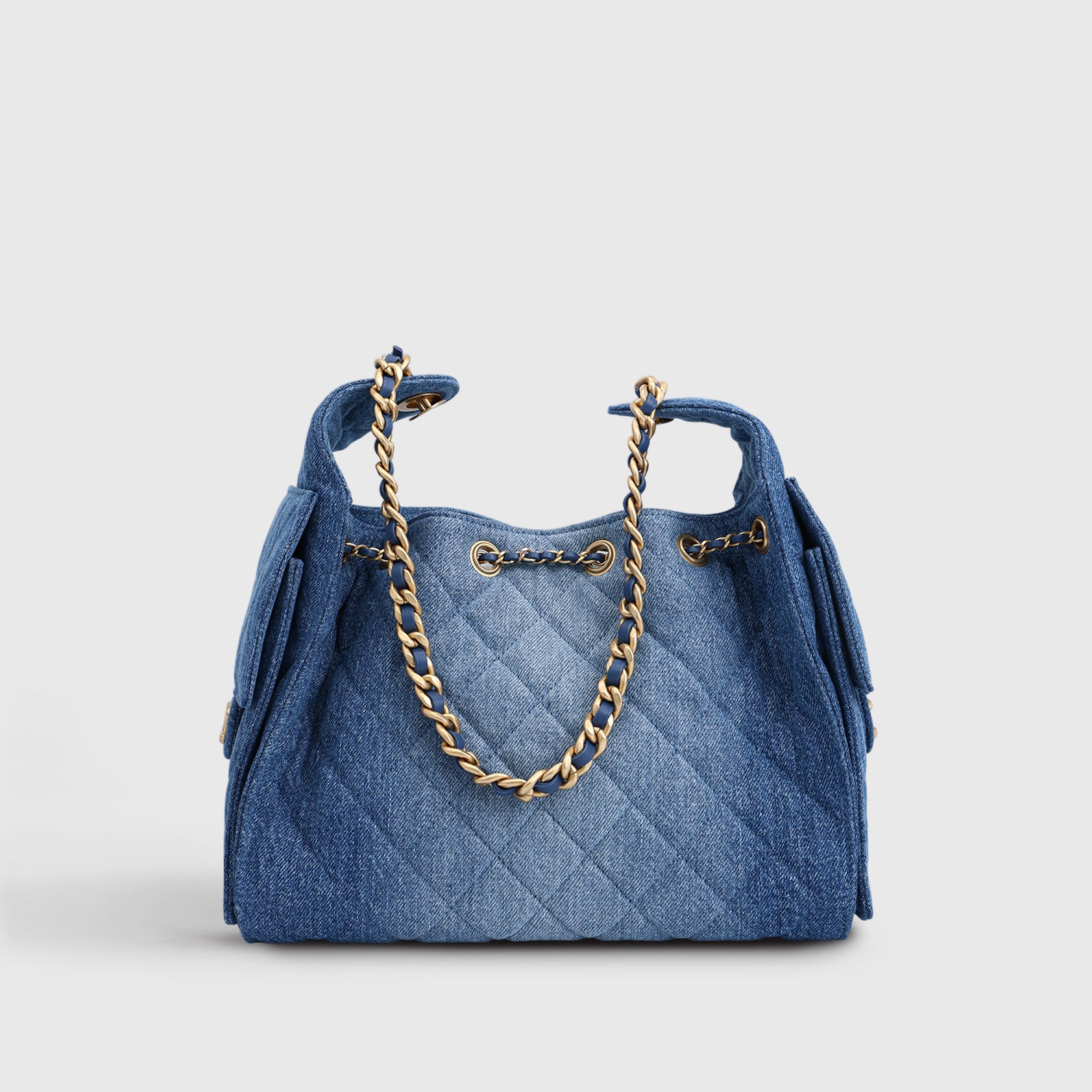 Chanel 25 Hobo Bag Small Denim Light Blue Gold Hardware