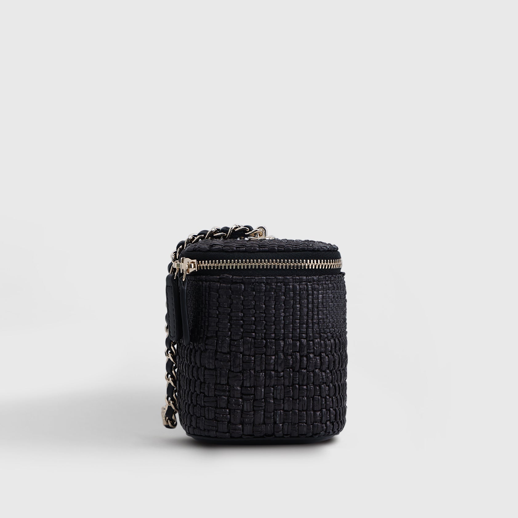 Chanel Classic Long Vanity with Chain Raffia Black
