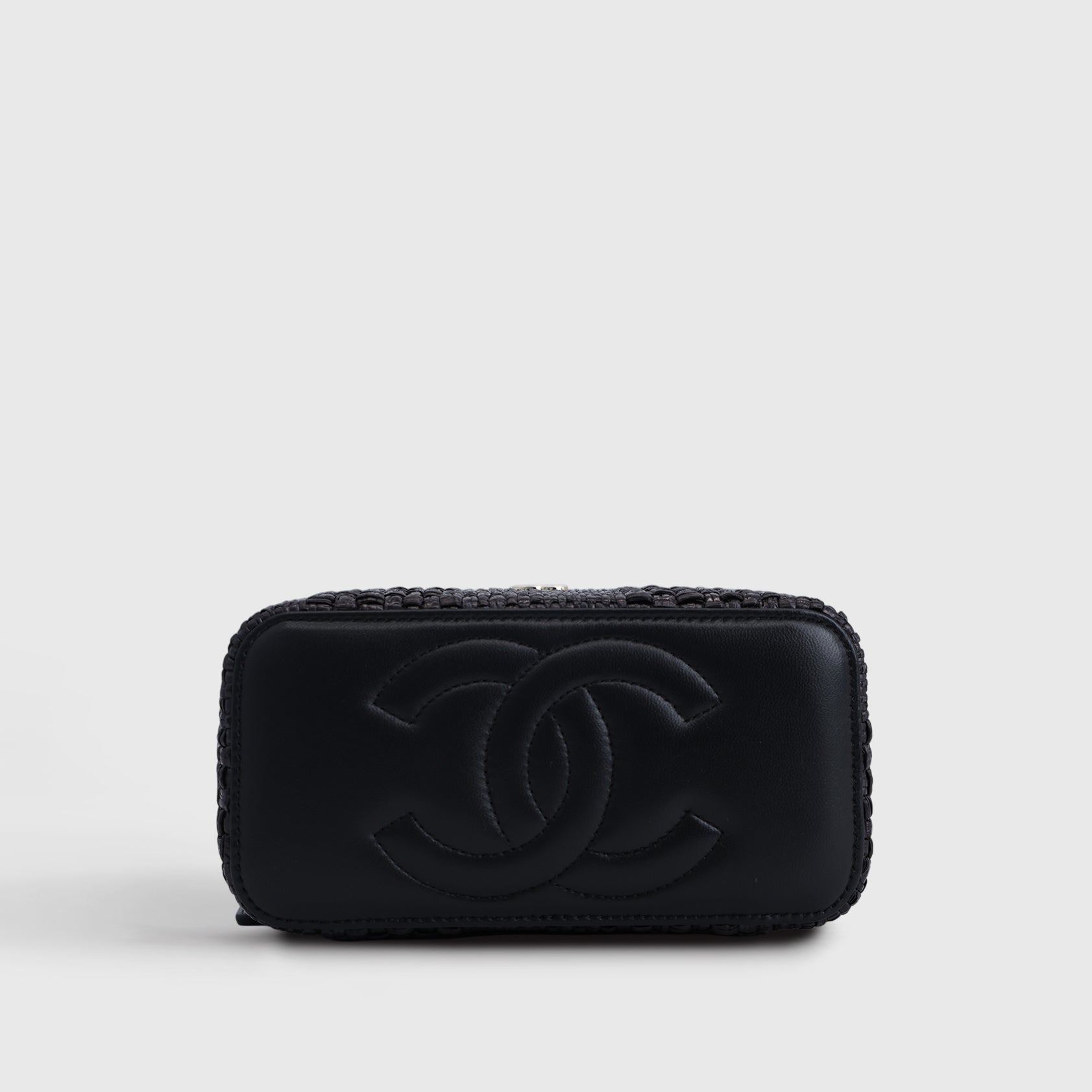 Chanel Classic Long Vanity with Chain Raffia Black