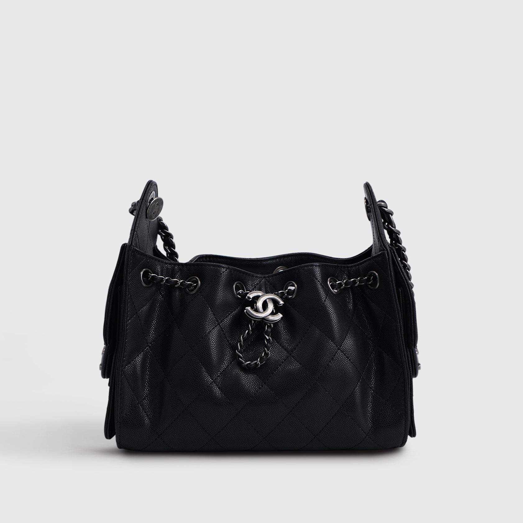 Chanel 25 Hobo Bag Mini Caviar Black Palladium Hardware