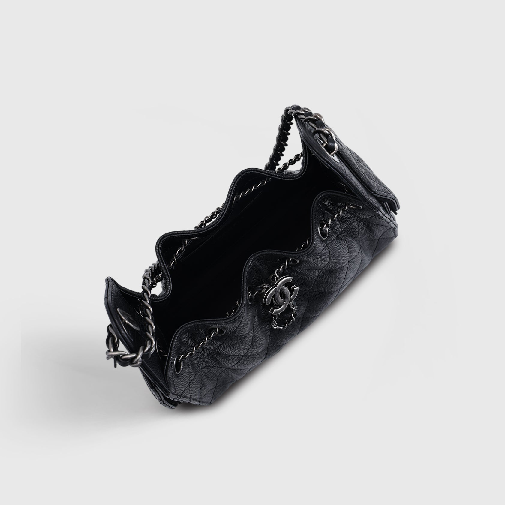 Chanel 25 Hobo Bag Mini Caviar Black Palladium Hardware