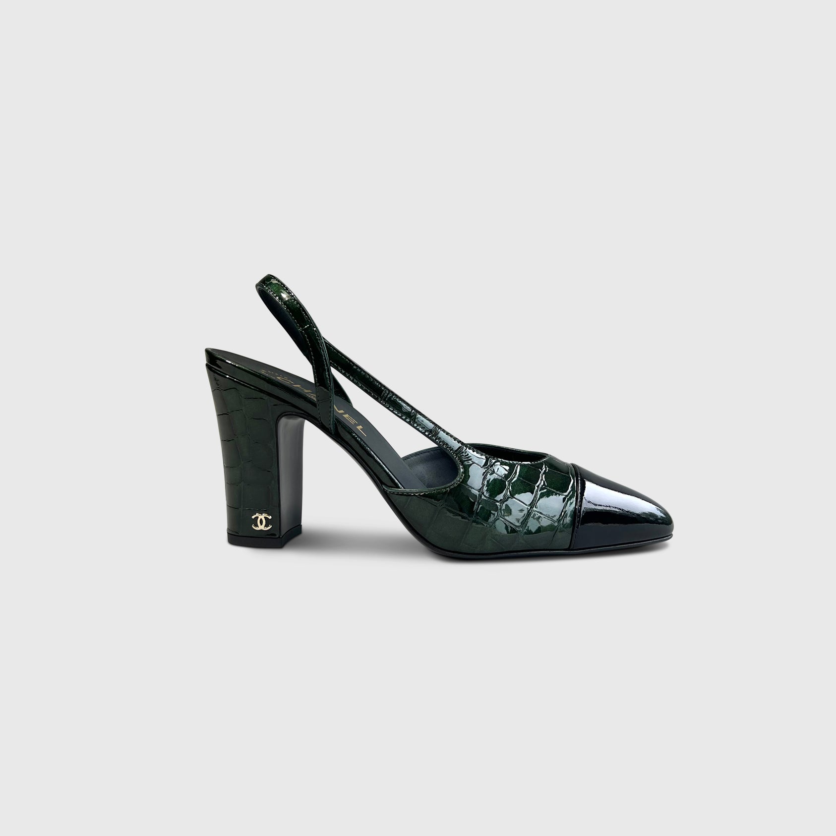 Chanel Croc Embossed Slingbacks