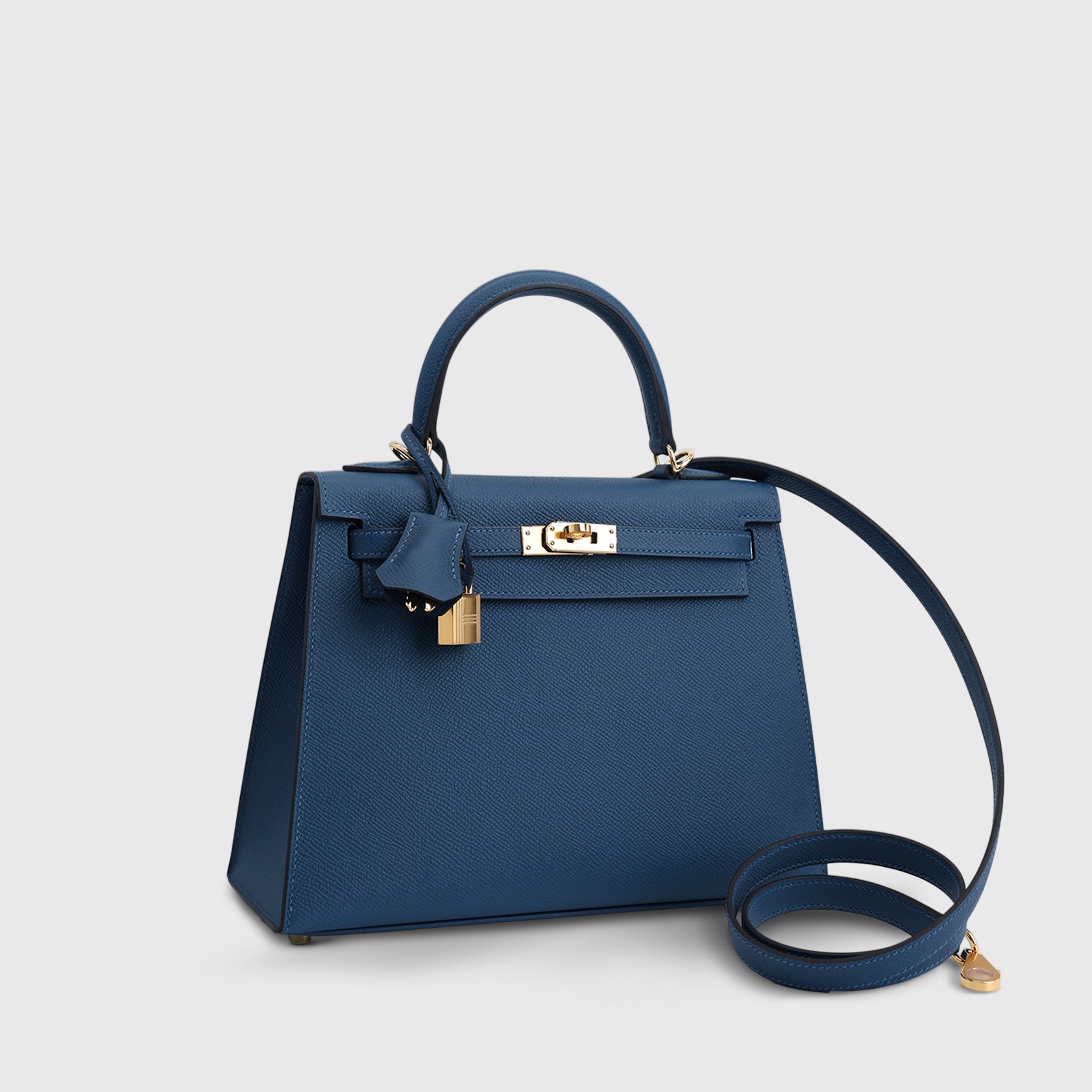 Hermès Kelly 25 Epsom Deep Blue Gold Hardware Sellier