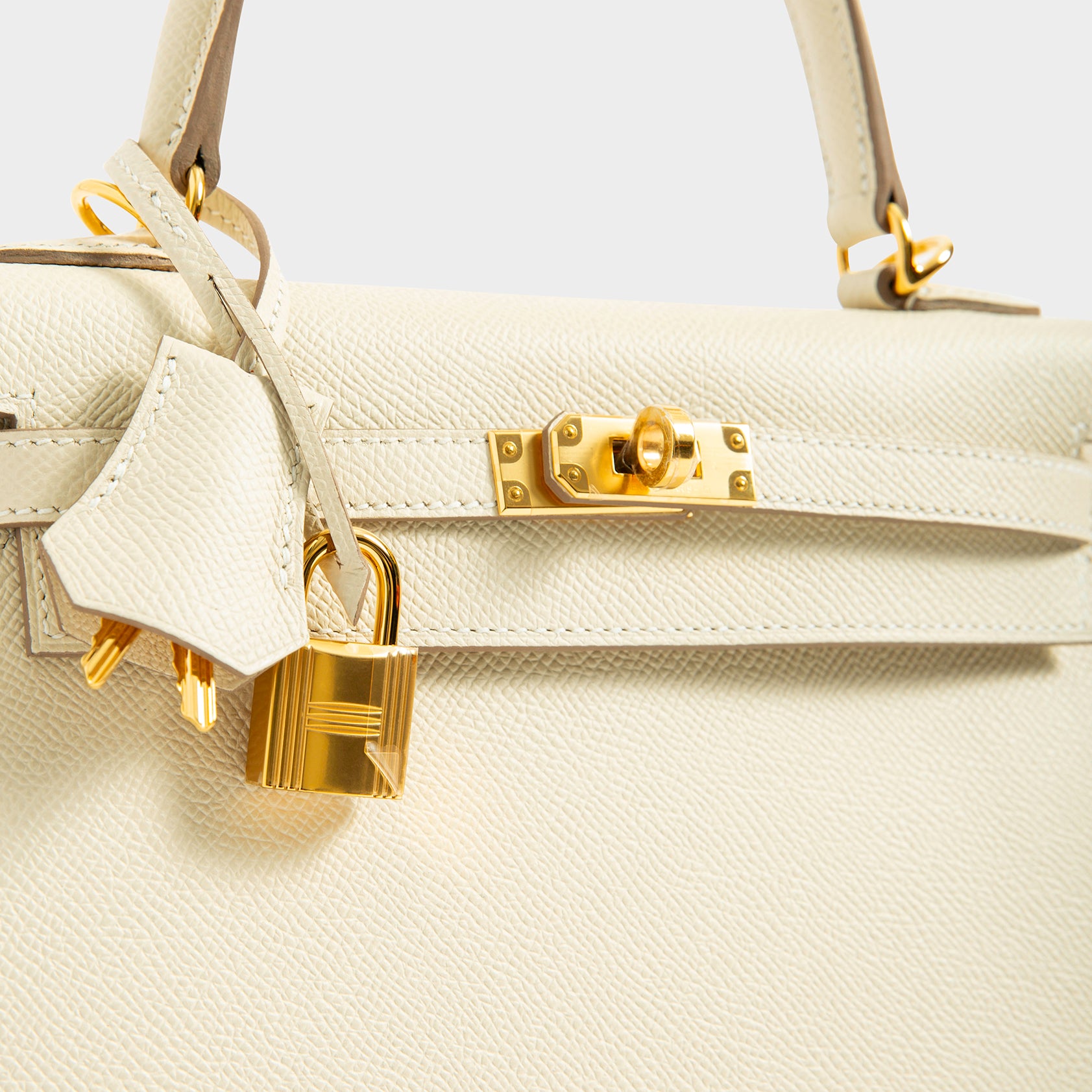Hermès Kelly 25 Epsom Craie Sellier Gold Hardware