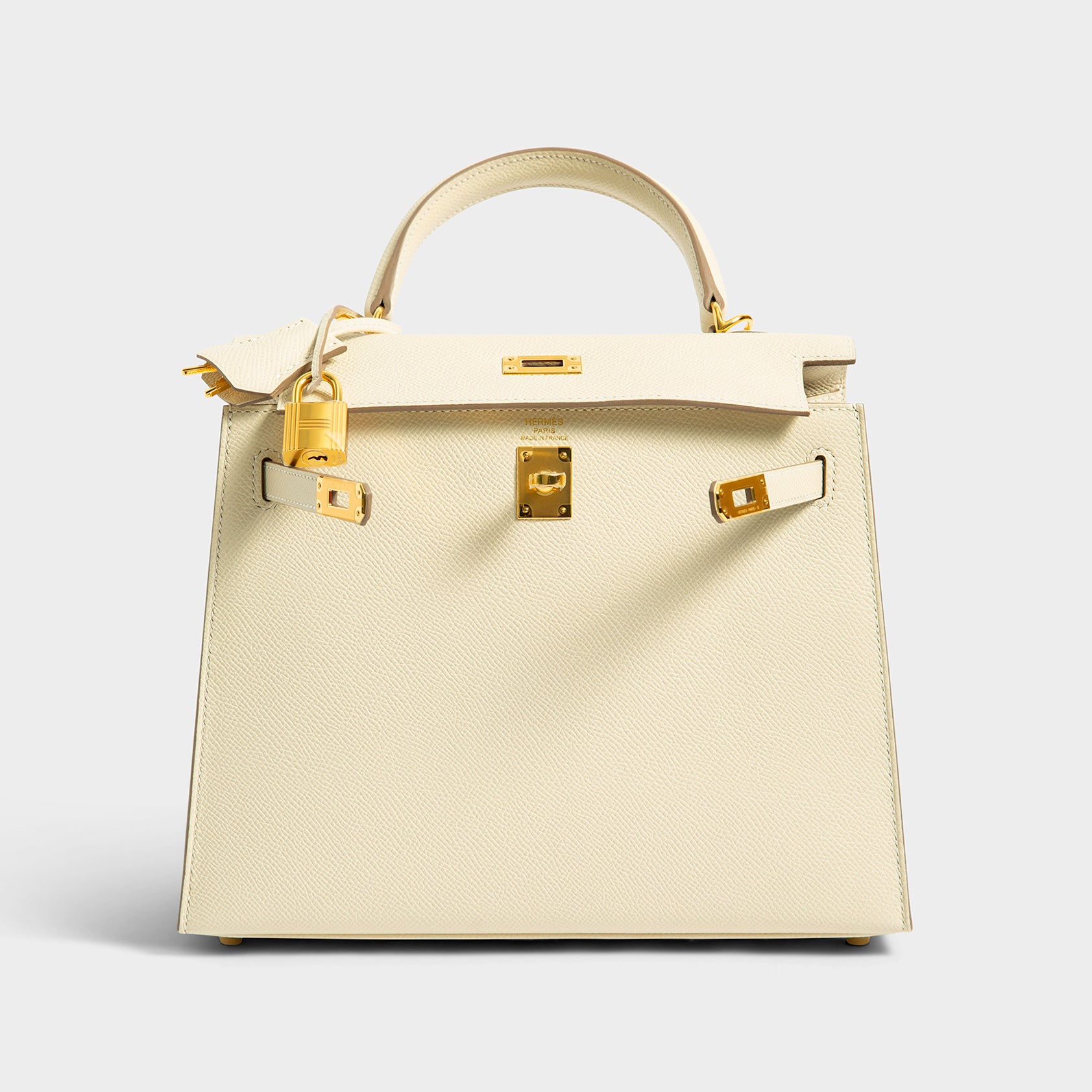 Hermès Kelly 25 Epsom Craie Sellier Gold Hardware