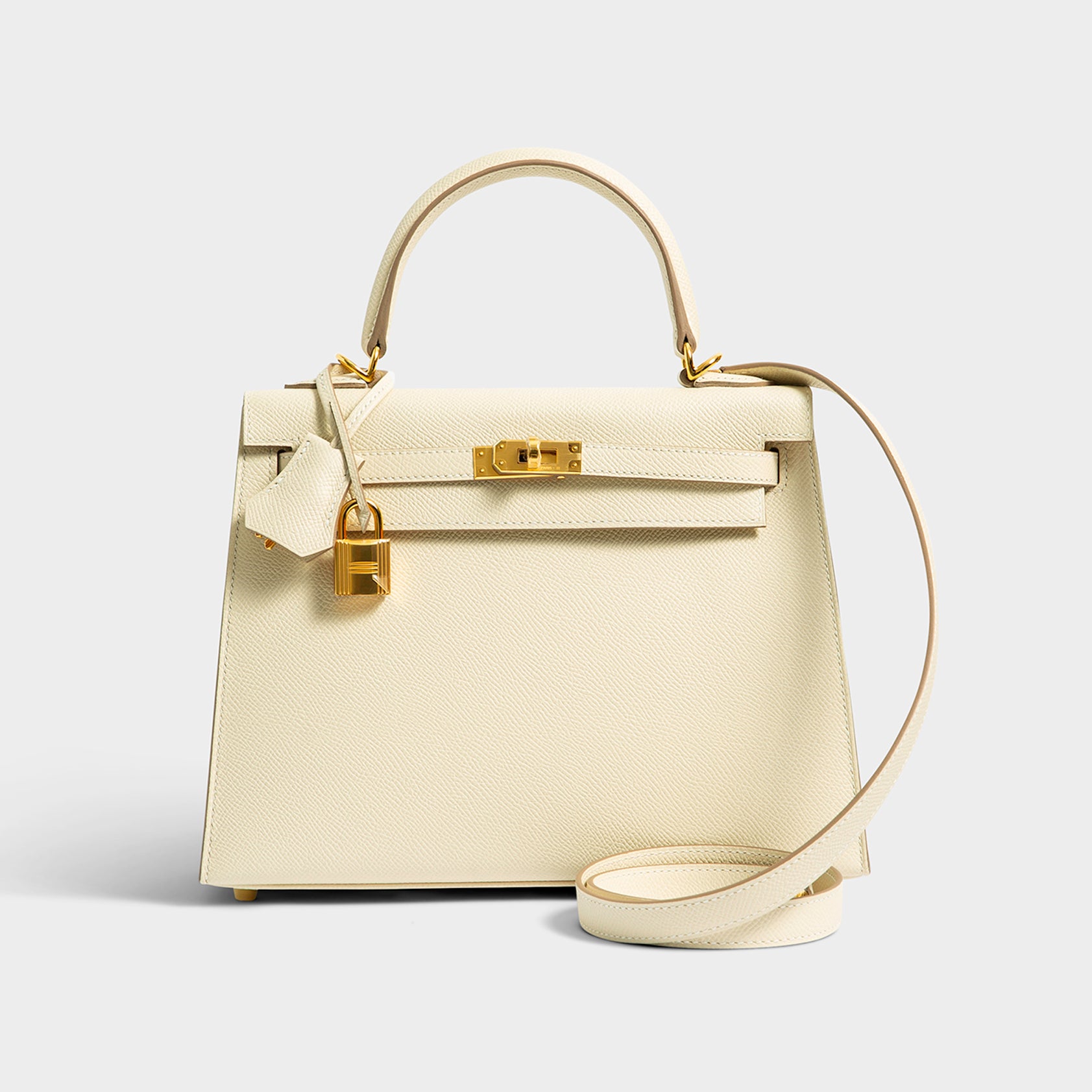 Hermès Kelly 25 Epsom Craie Sellier Gold Hardware