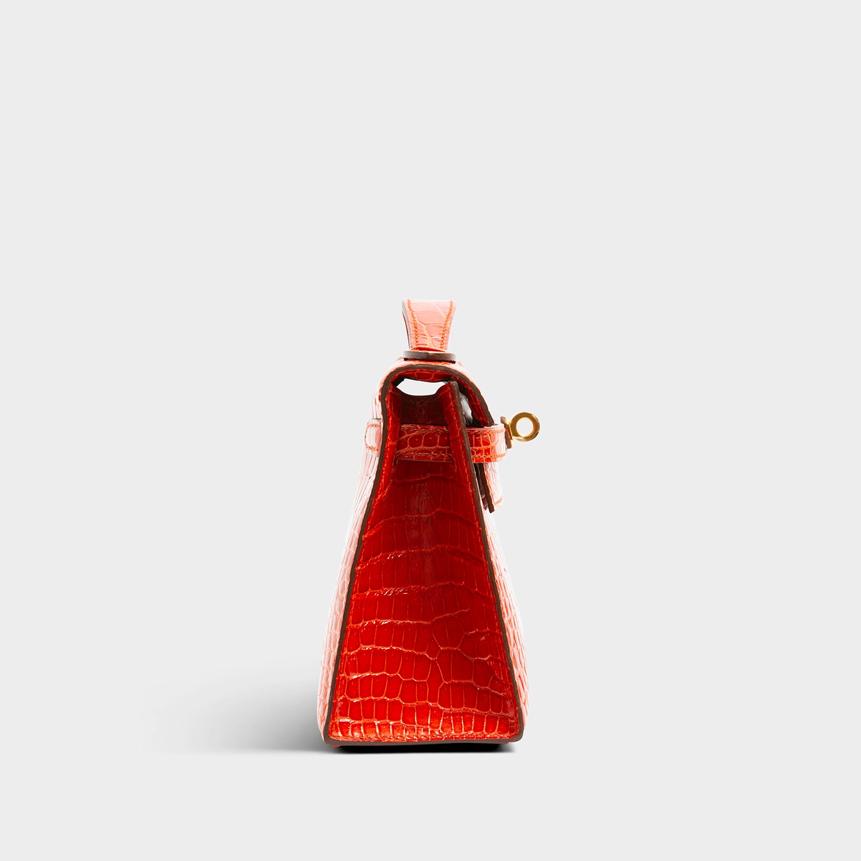 Hermès Kelly Pochette Mini Croc Sanguine Gold Hardware