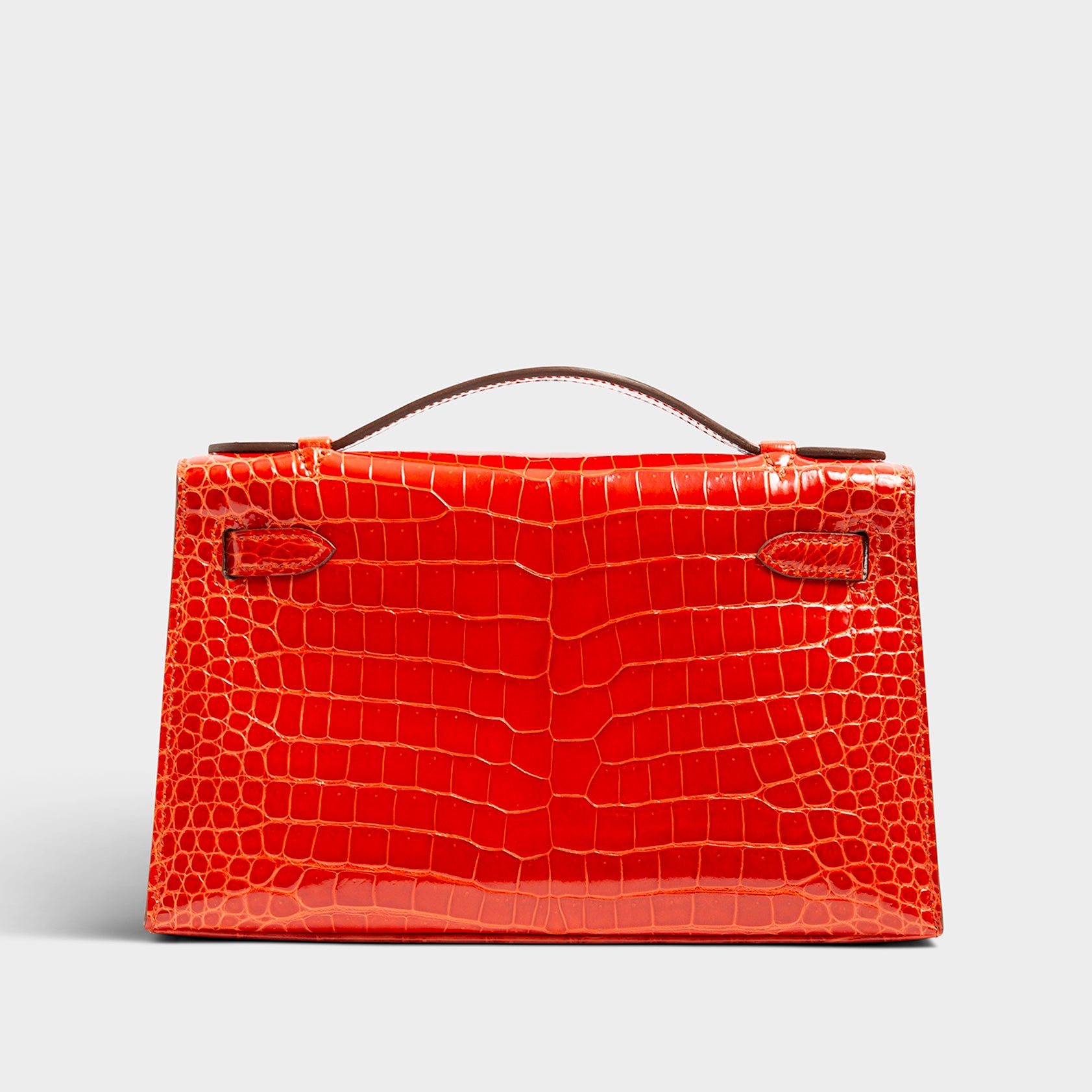 Hermès Kelly Pochette Mini Croc Sanguine Gold Hardware