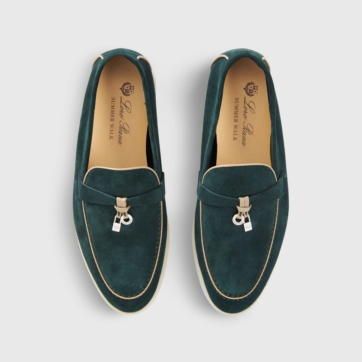 Loro Piana Teal Green Canvas Summer Walk Loafers Summer charm walk flats Loro Piana Green size 36.5 EU in  main image 3