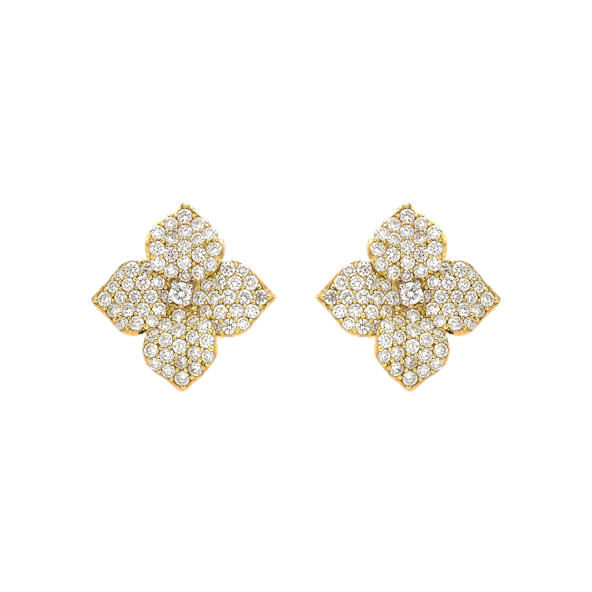 Piranesi Fiore Small Flower Earrings Yellow Gold in Diamond - eliteUSA