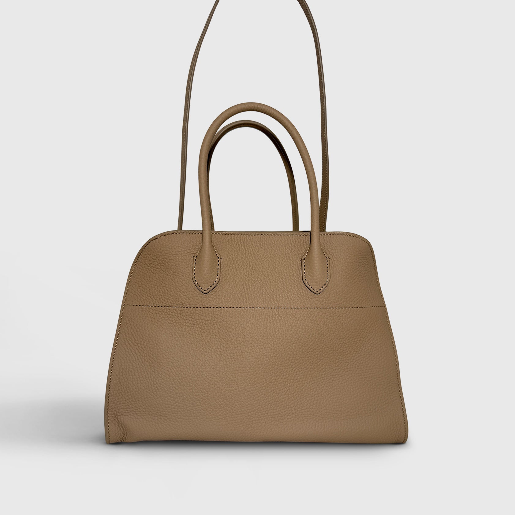 The Row Margaux 12 Pebbled leather taupe