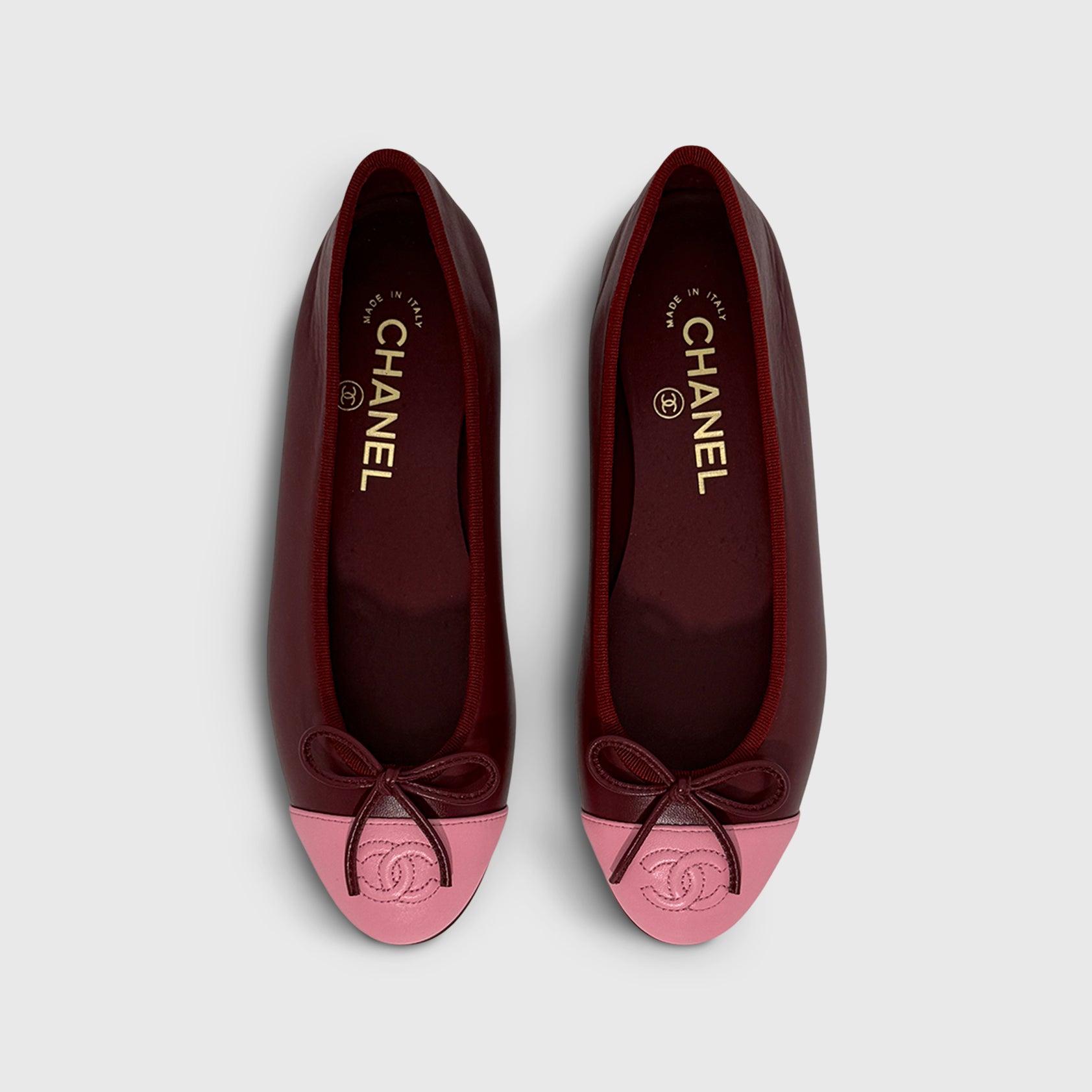 Chanel Ballerina Flats Lambskin Burgundy/Pink