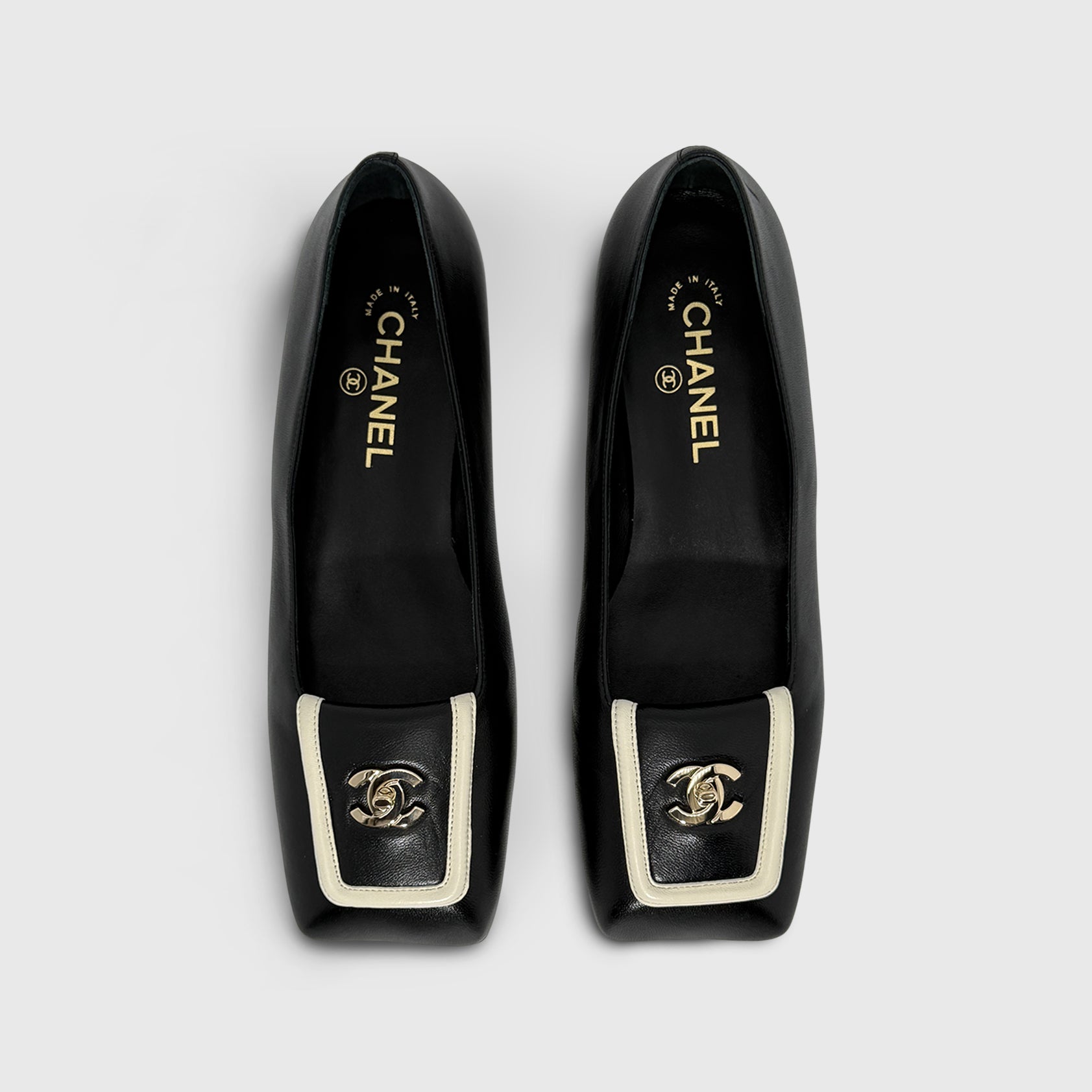 Chanel Flats Square Toe Black/White