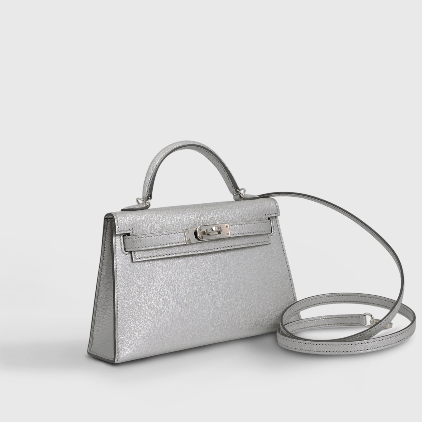 Hermès Kelly Mini Chamkilight Chevre Silver Palladium Hardware