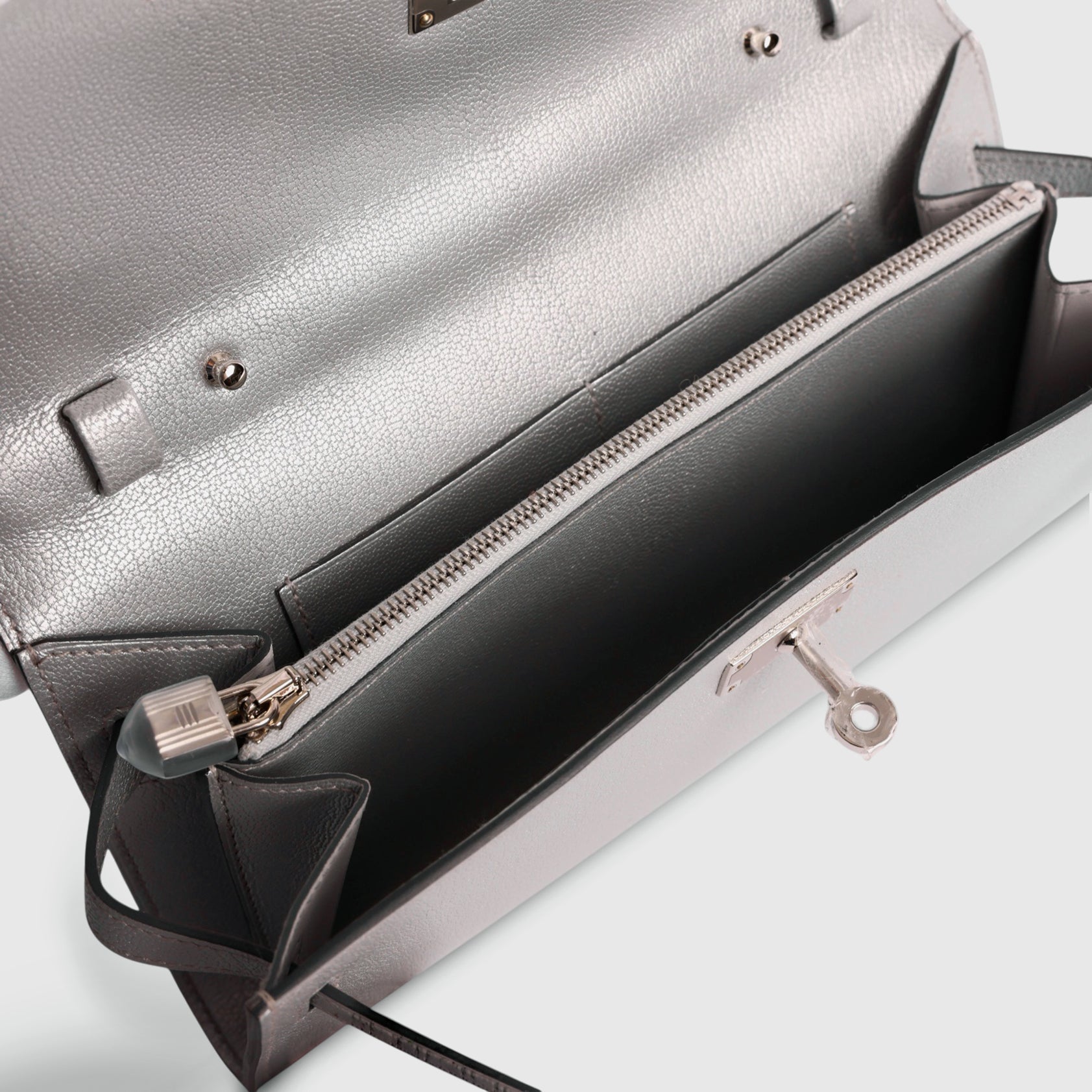 Hermès Kelly To Go Chamkilight Chevre Gris Argente Palladium Hardware