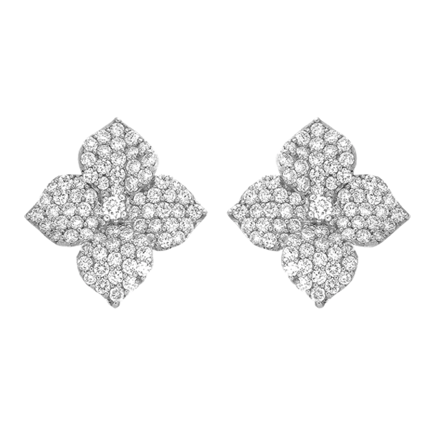 Piranesi Fiore Large Flower Earrings White Gold in Diamond - eliteUSA
