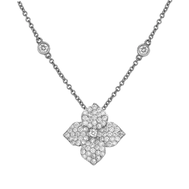 Piranesi Fiore Small Flower Necklace White Gold In Diamond - eliteUSA