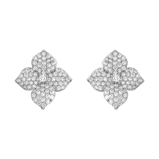 Piranesi Fiore Small Flower Earrings White Gold In Diamond - eliteUSA
