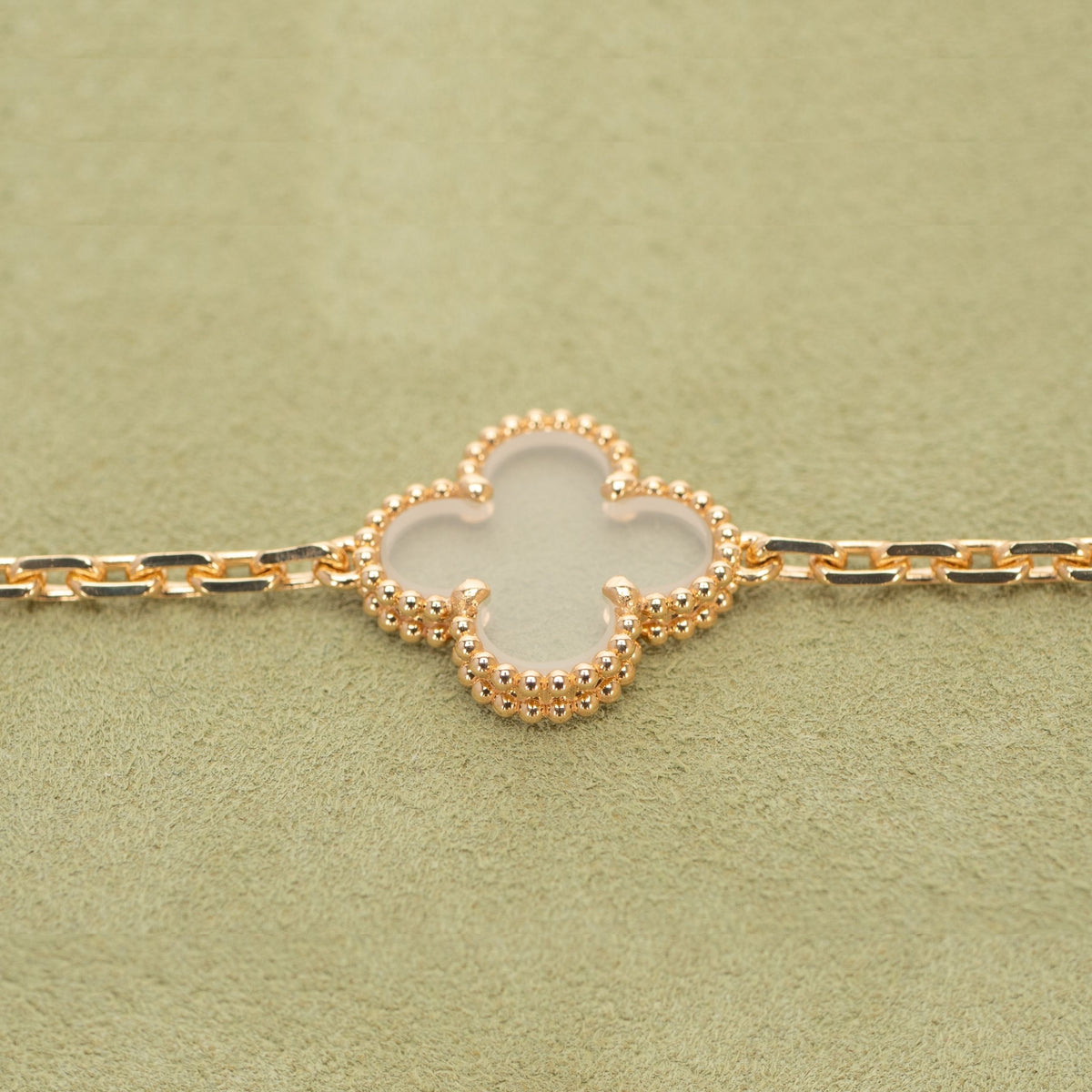 Van Cleef Vintage Alhambra 5-Motif Bracelet, Rock Crystal Gold