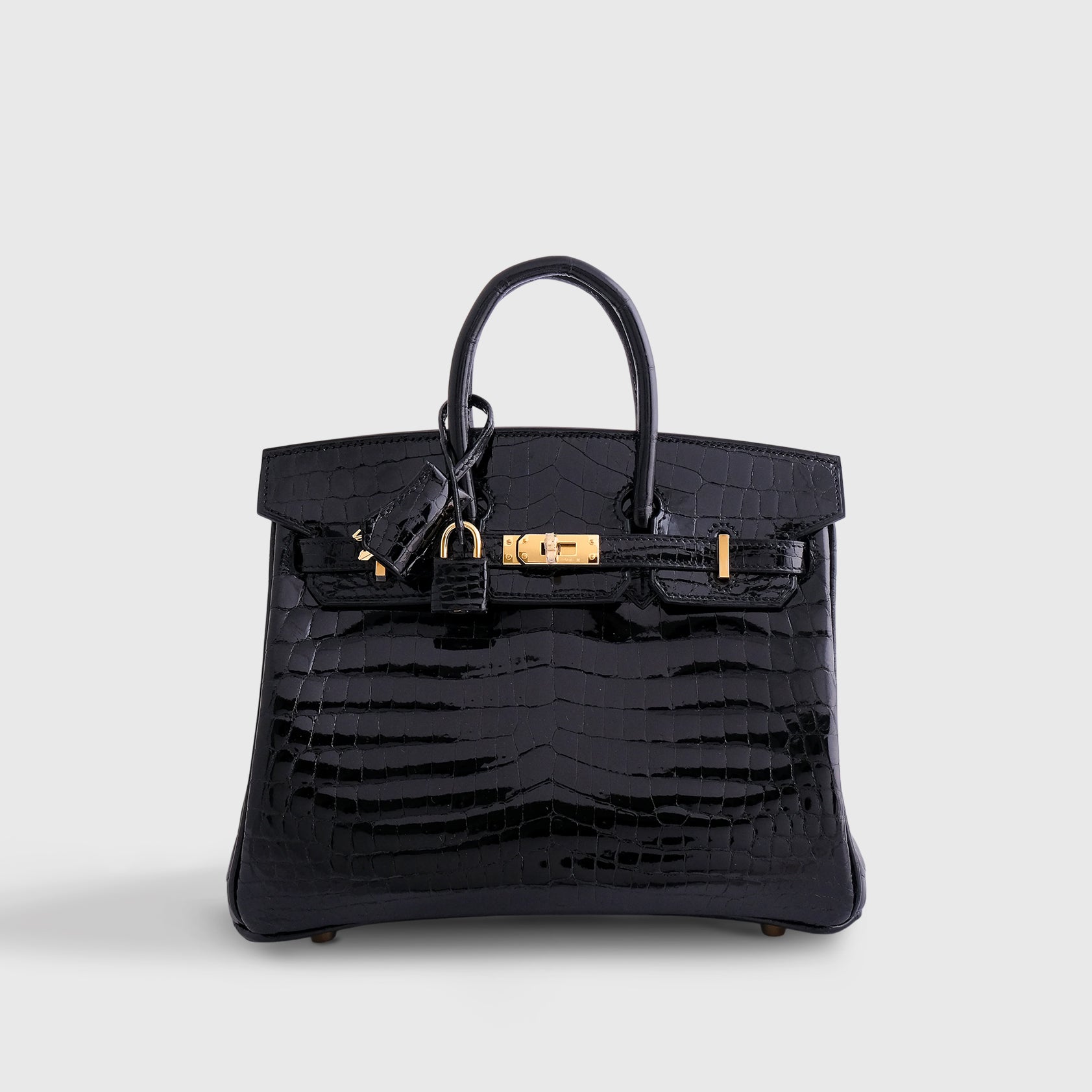 Hermès Birkin 25 Nilo Alligator Black Gold Hardware Shiny - eliteUSA 
