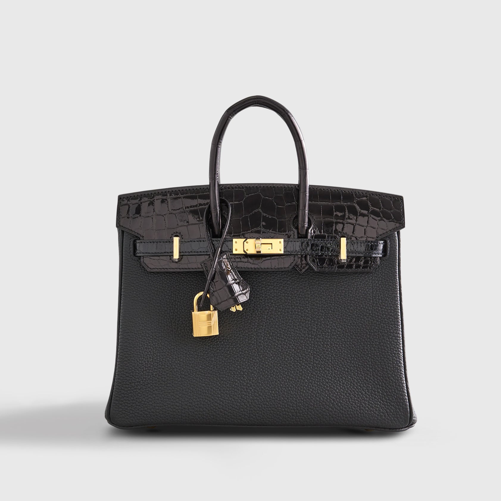 Hermès Birkin Touch 25 Shiny Niloticus Crocodile, Togo Black Gold Hardware