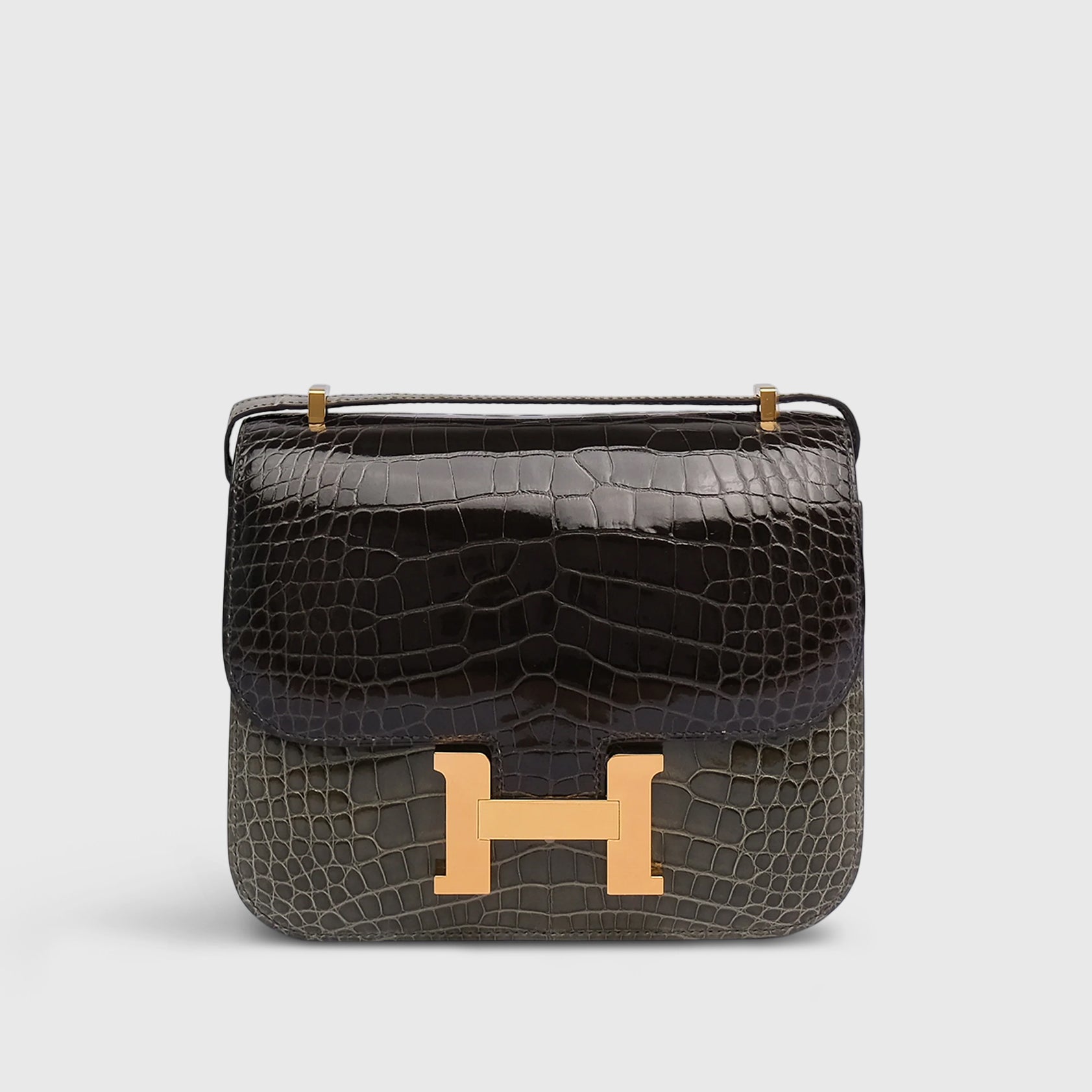 Hermès Constance Alligator Gris Tourterelle/ Gris Elephant Shiny Gold Hardware - eliteUSA 