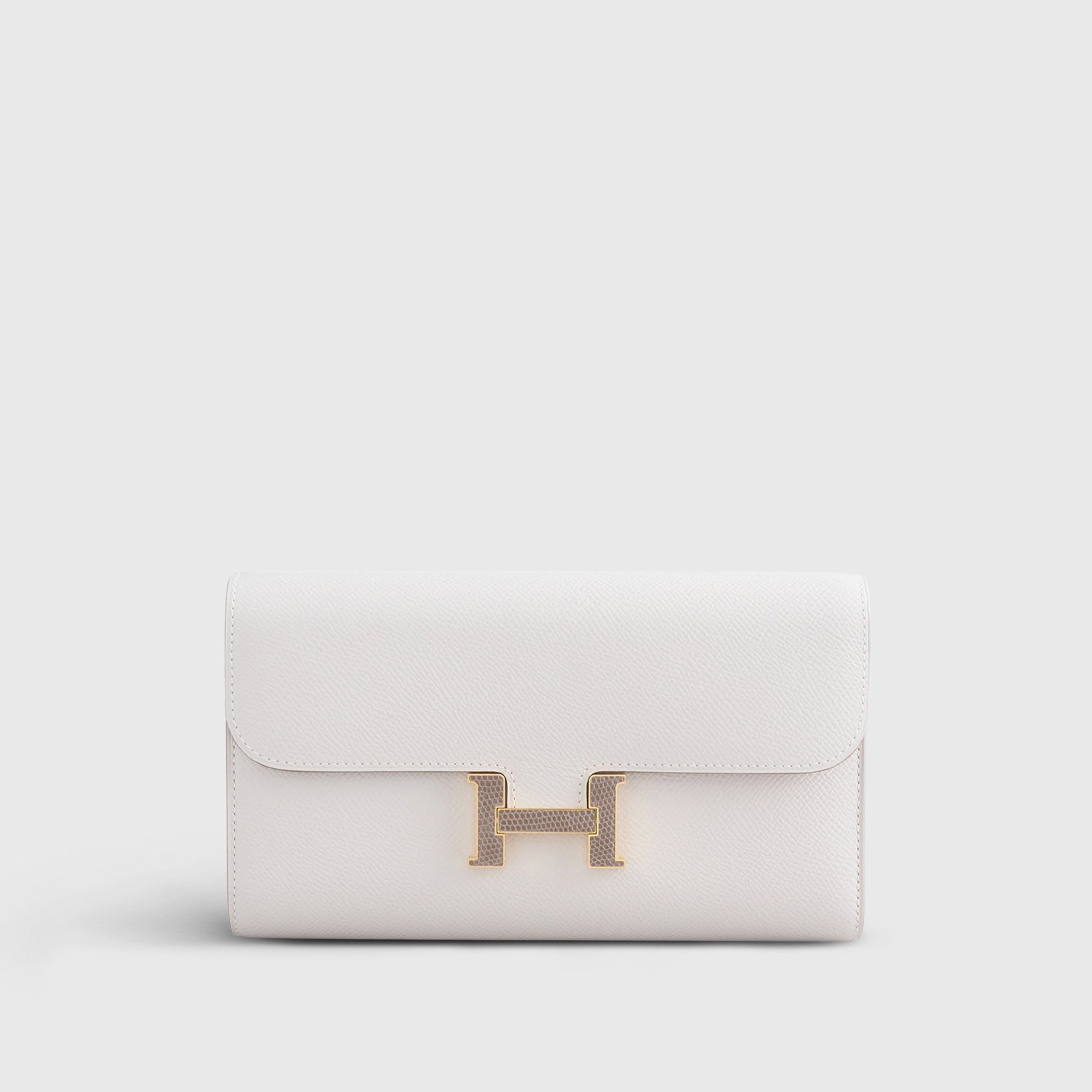 Hermès Constance Long To Go Wallet 20 Epsom, Lizard Gris Pale/Gris Tourterelle Gold Hardware