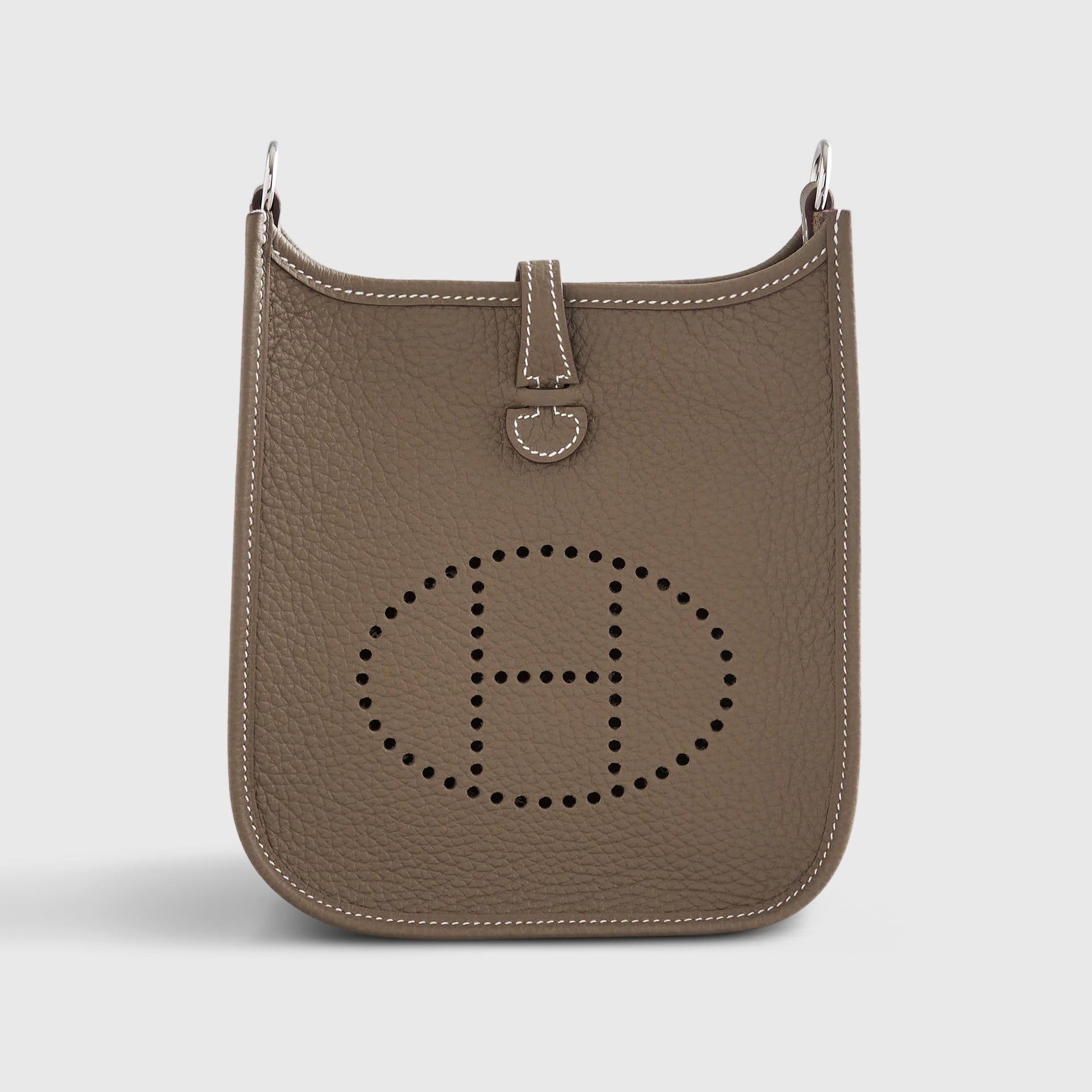 Hermès Evelyne Mini Clemence Etoupe Blue Indigo Strap Palladium Hardware