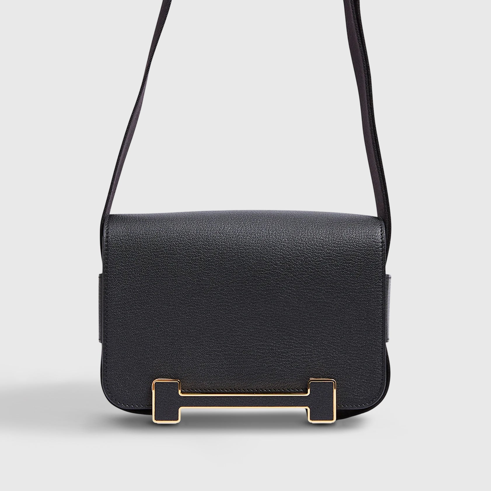 Hermès Geta Bag Chevre Black Gold Hardware