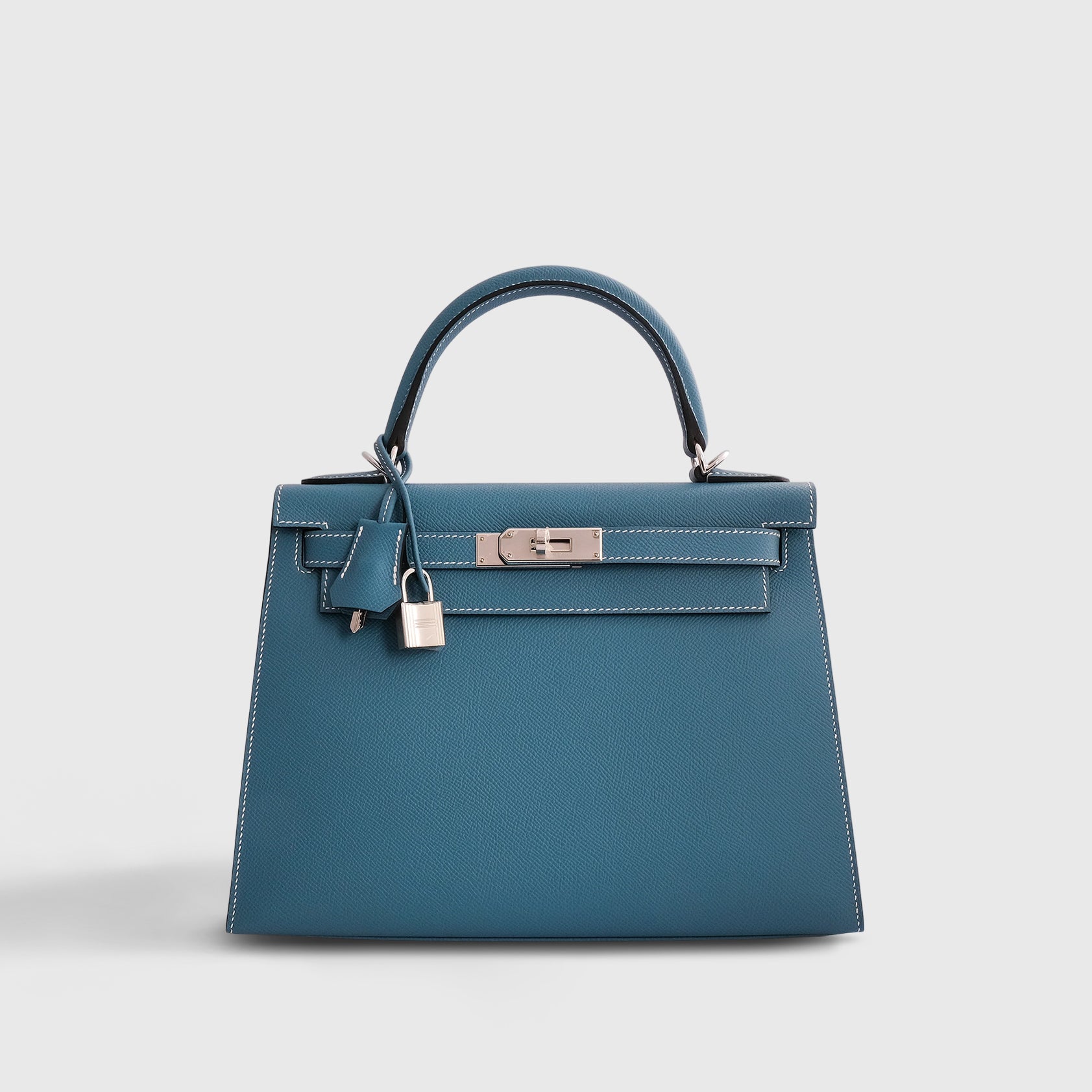 Hermès Kelly 28 Epsom New Blue Jean Sellier Palladium Hardware - eliteUSA 