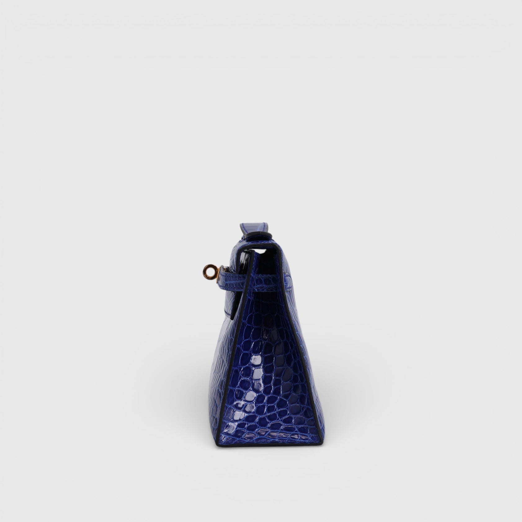 Hermès Kelly Pochette Alligator Blue Electric Gold Hardware