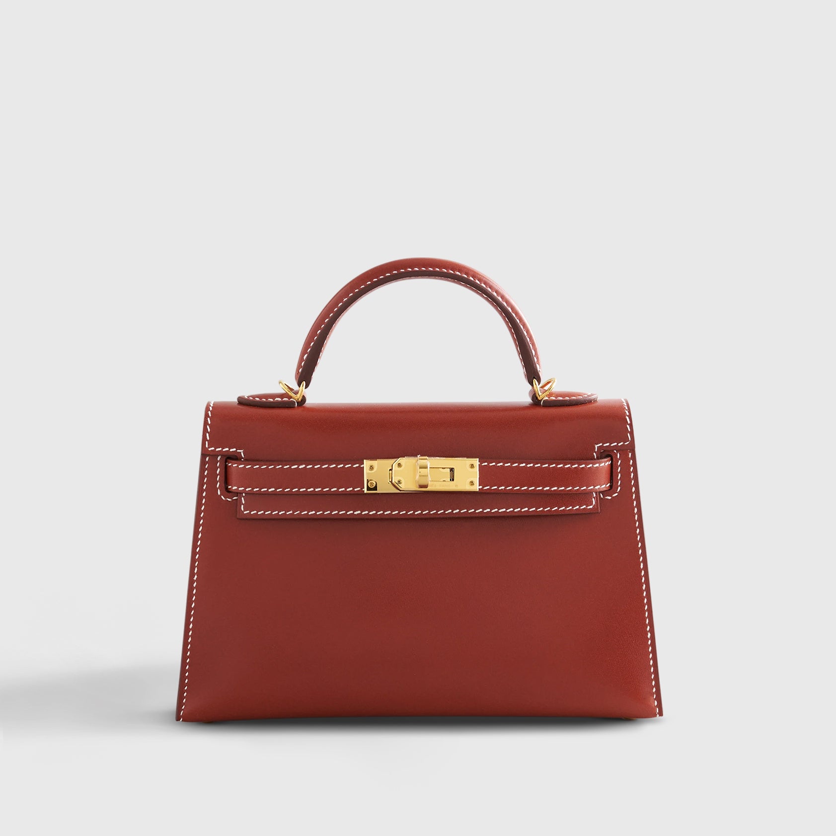 Hermès Kelly Mini Box Calf Brique Sellier Gold Hardware - eliteUSA 